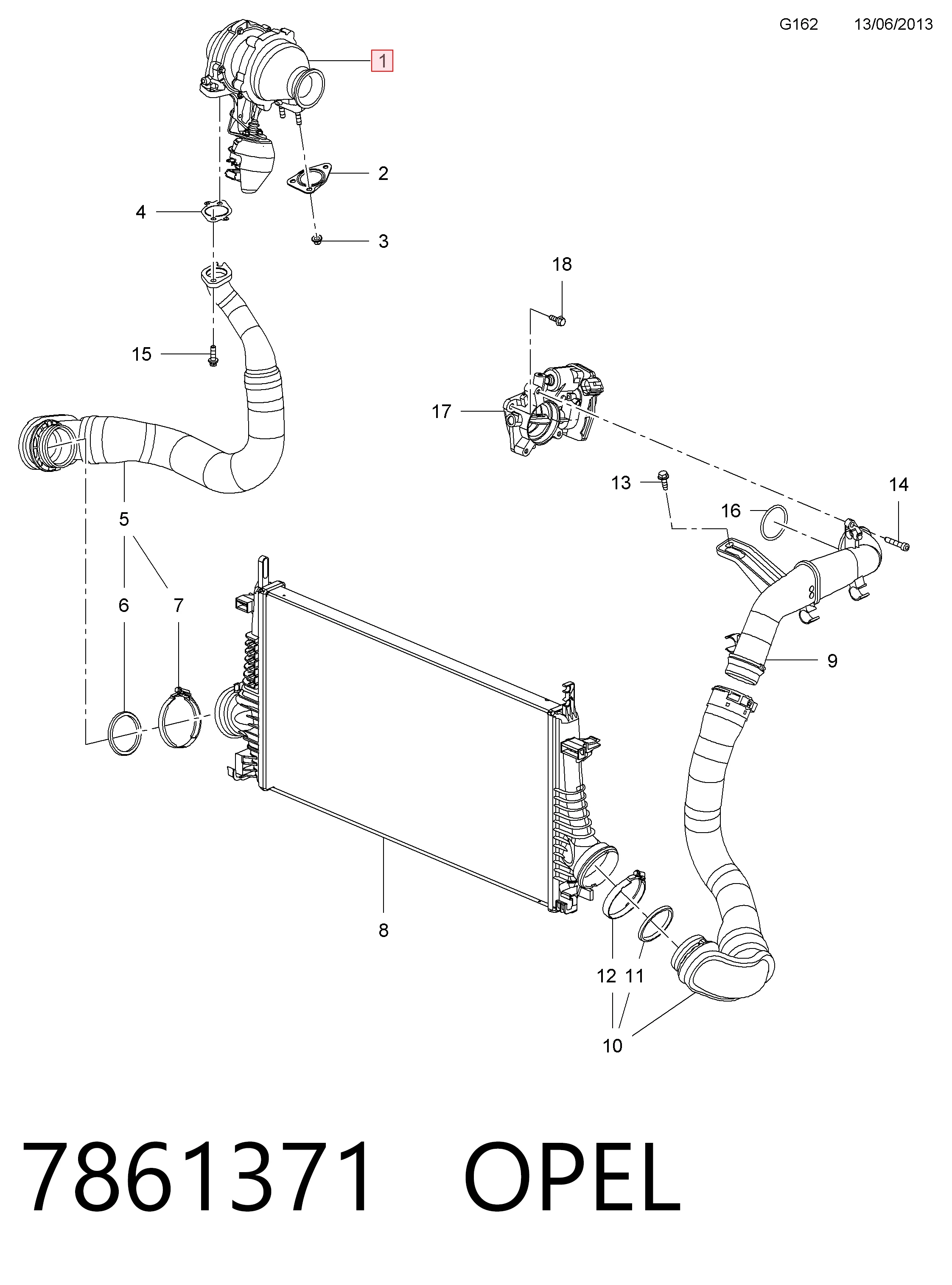 7861371 Opel Turbo para motor