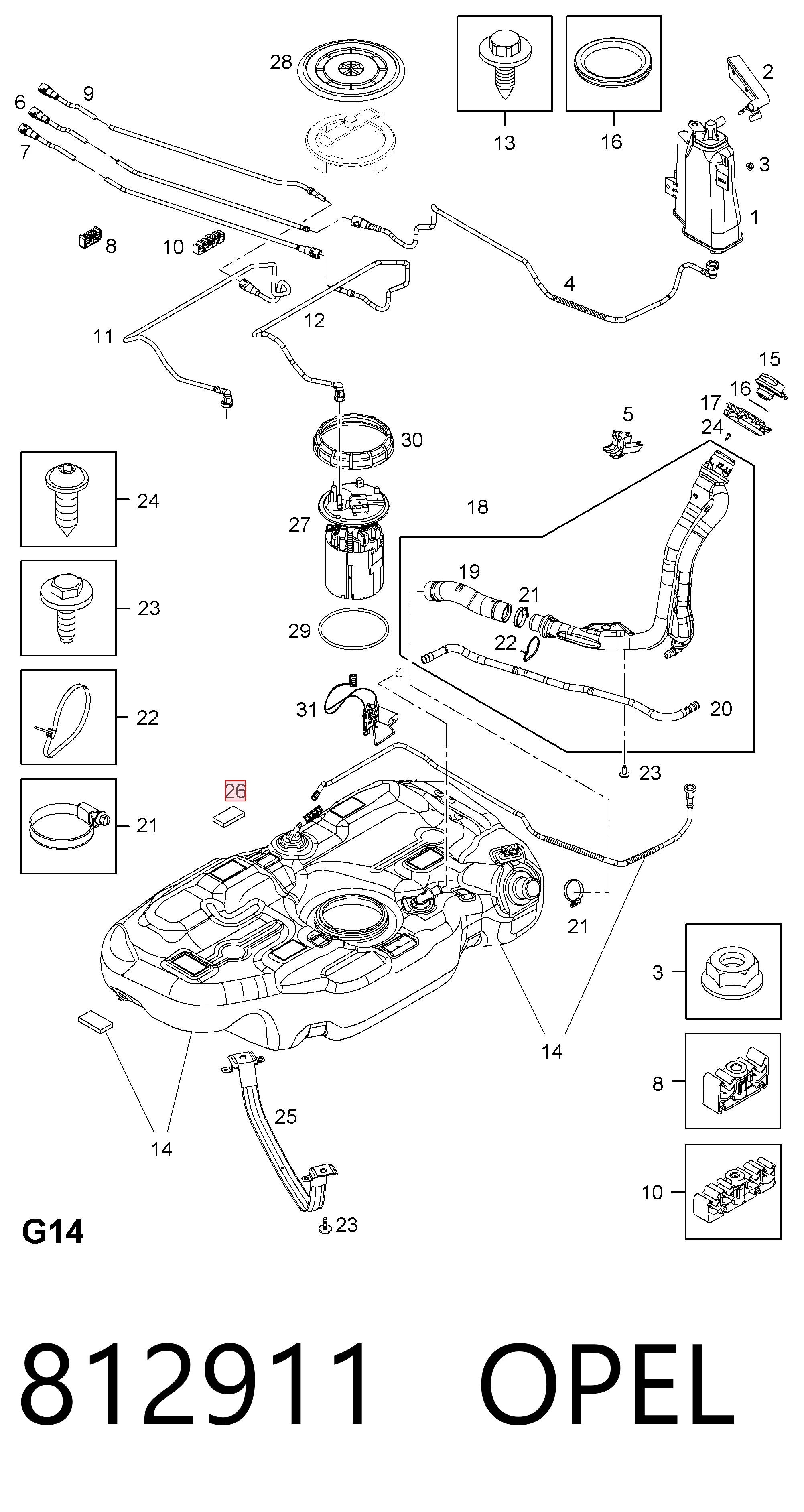 812911 Opel Pastillas freno traseras