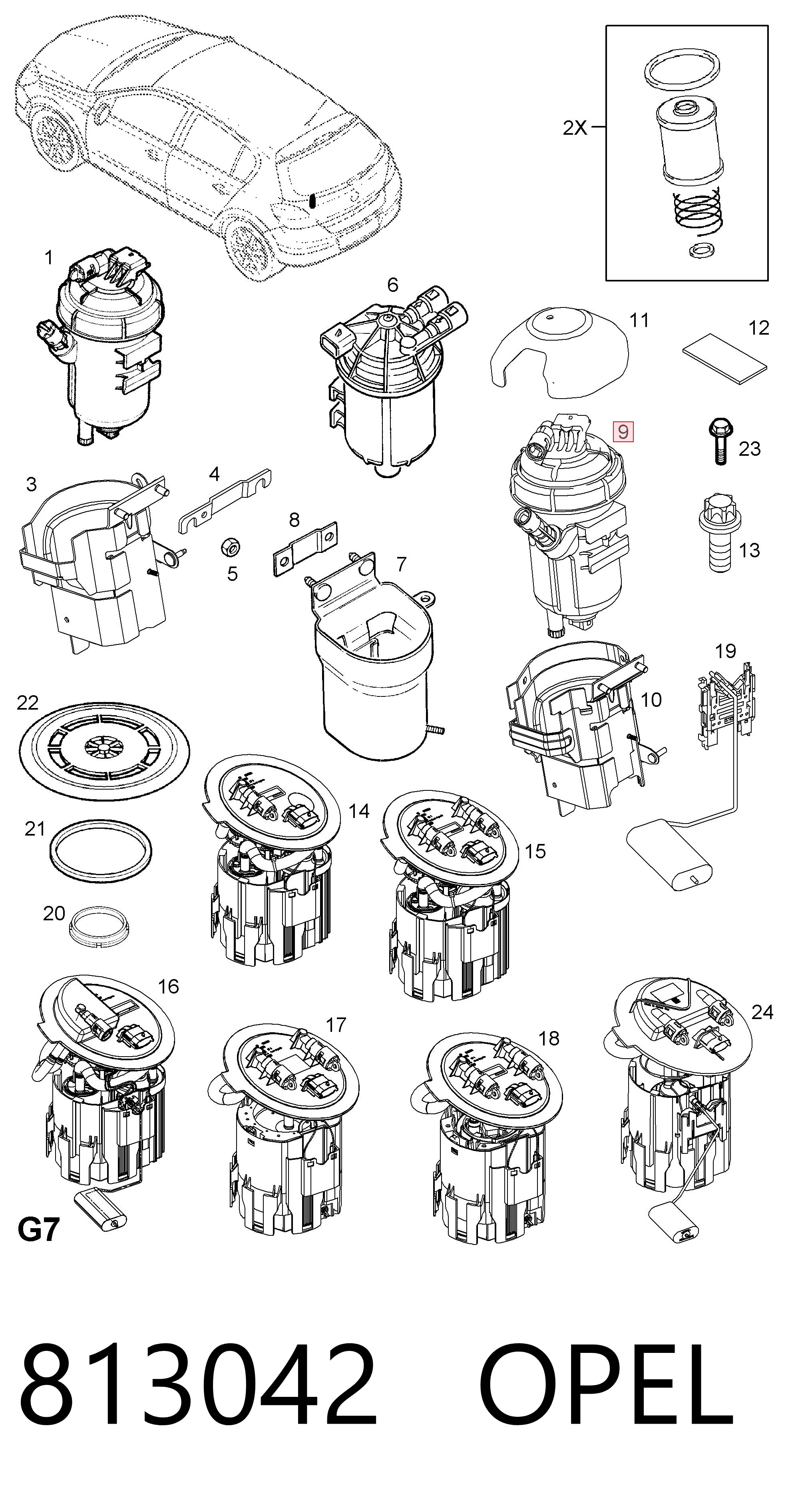 Caja filtros de combustible para Opel Astra  (L35)