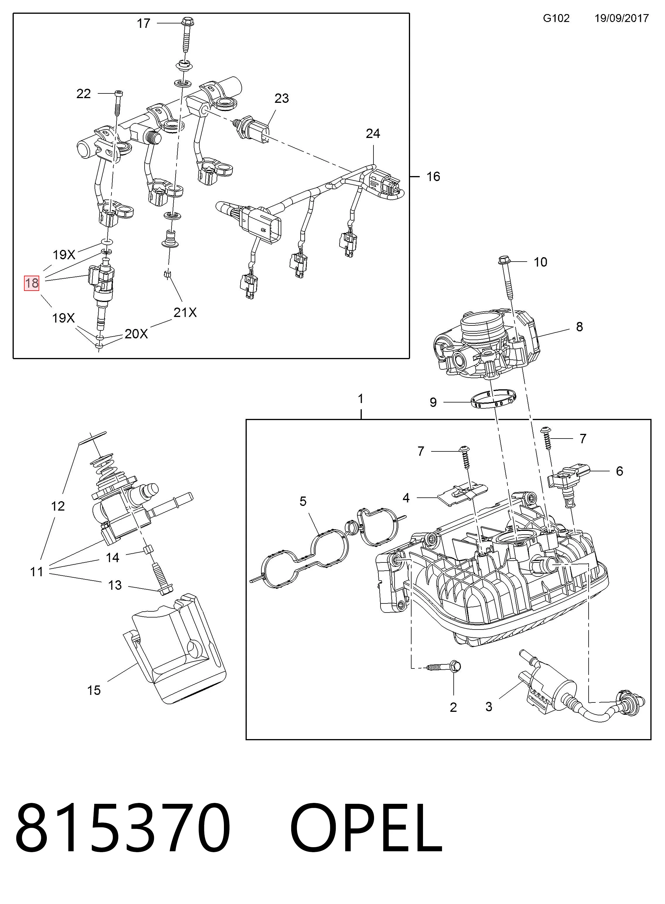 815370 Opel Inyector de combustible