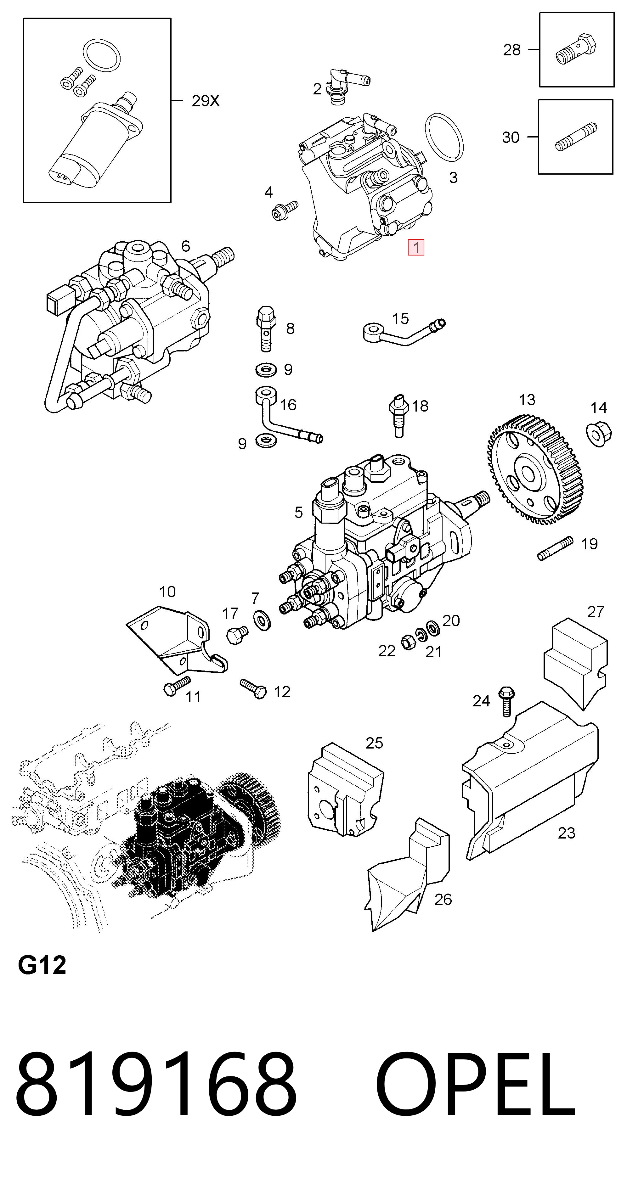 Bomba de alta presión de combustible 819168 OPEL