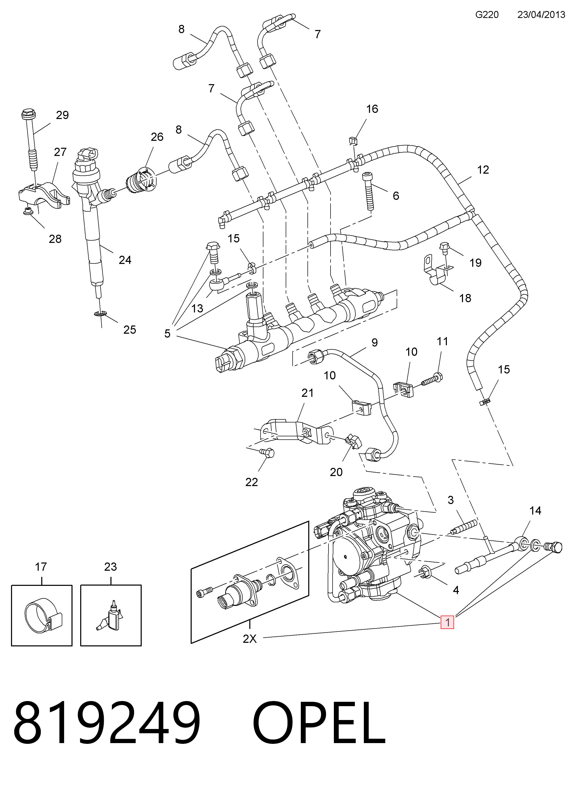 Bomba inyectora 819249 OPEL
