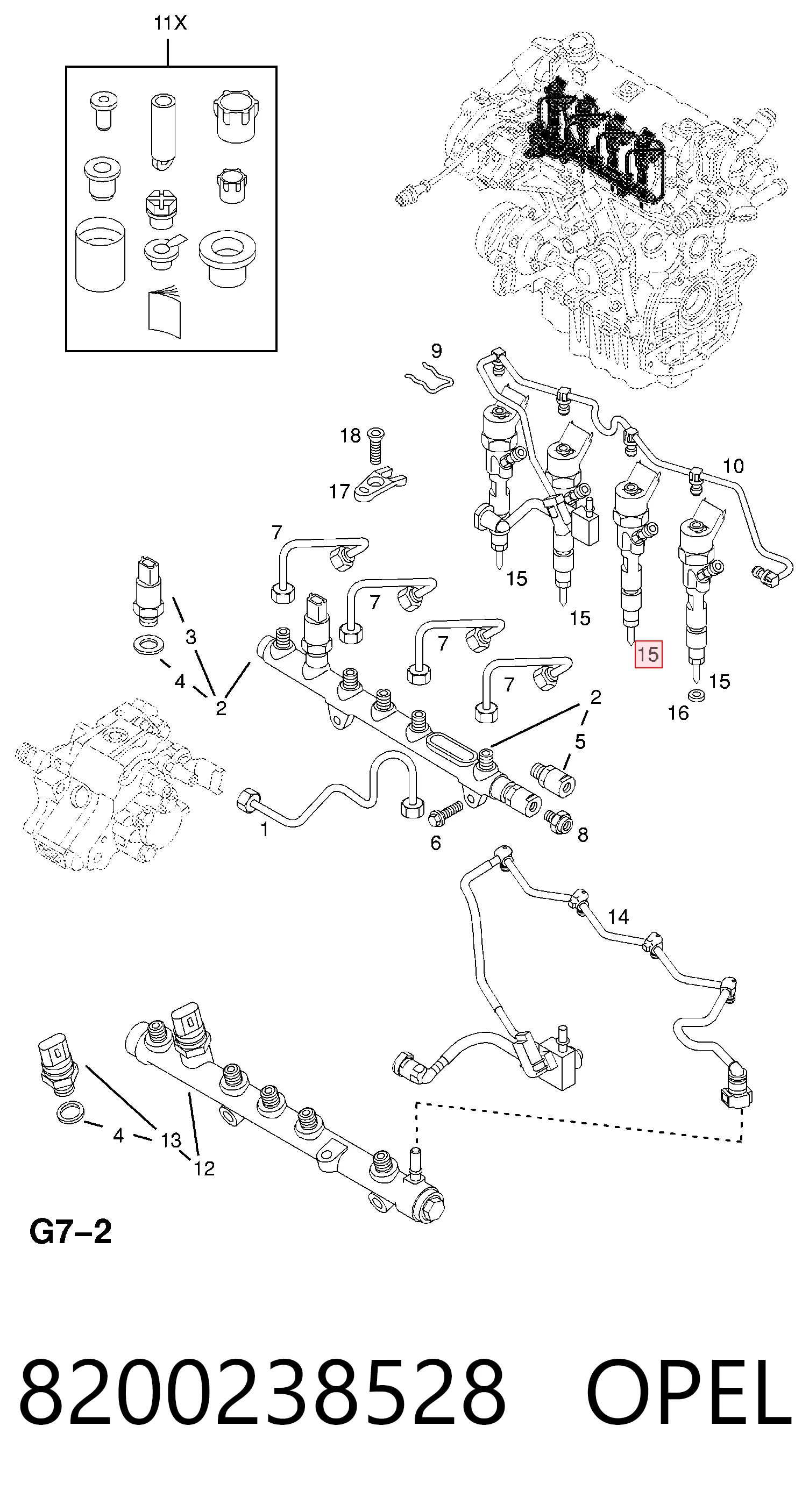 8200238528 Opel Inyector de combustible