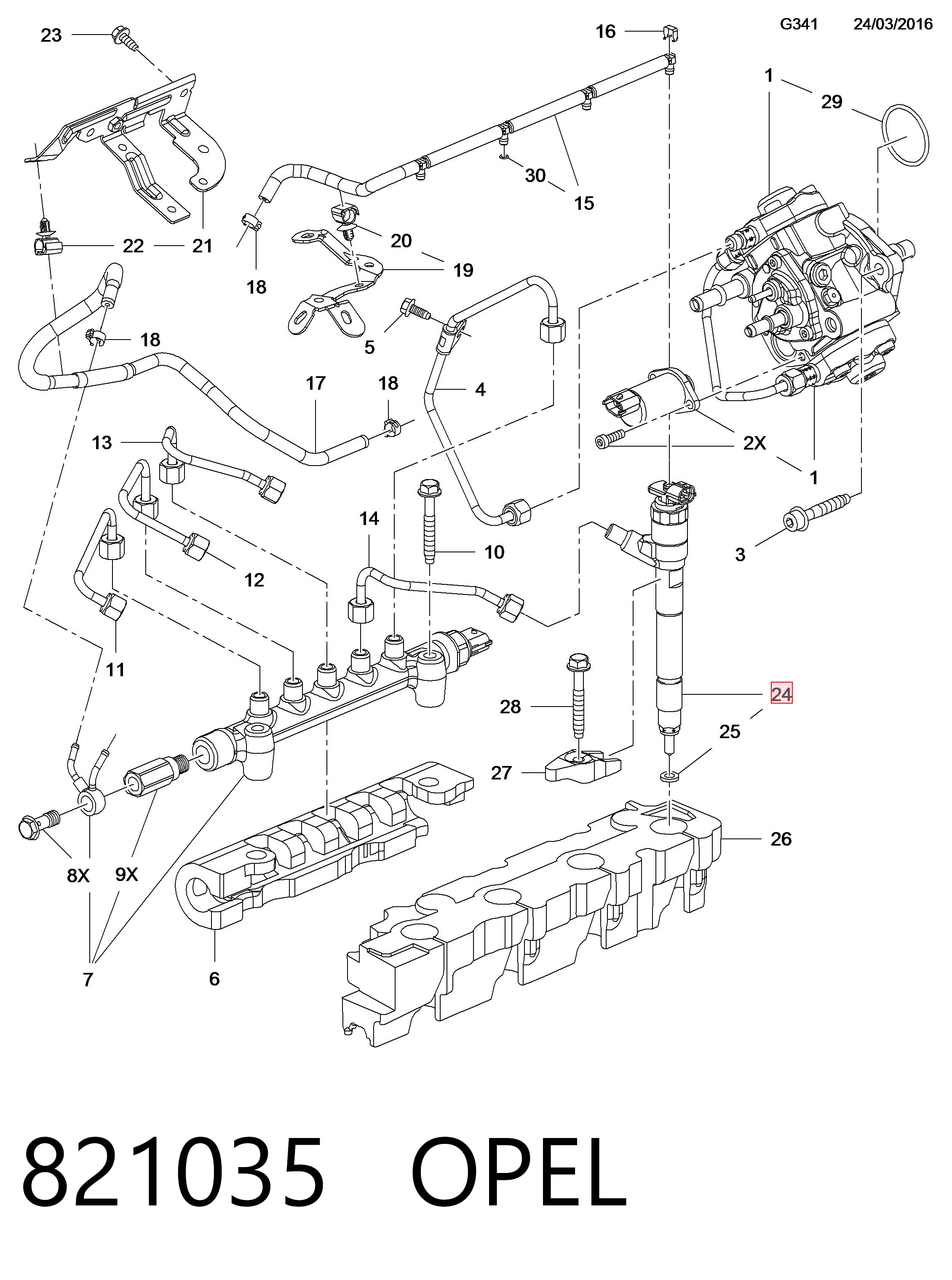 821035 Opel Inyector de combustible
