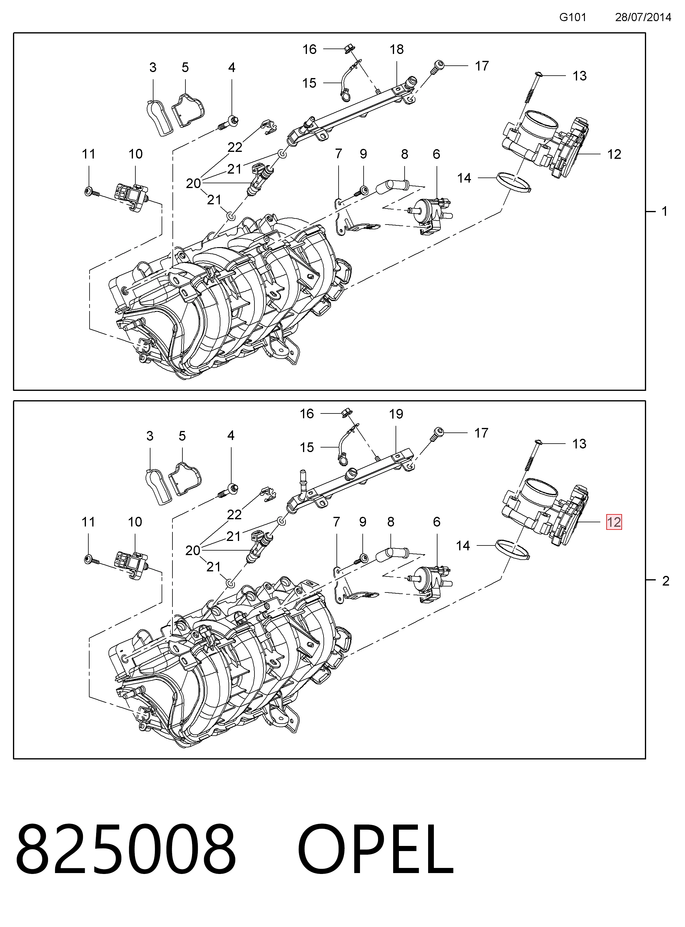825008 Opel Mariposa de admisión