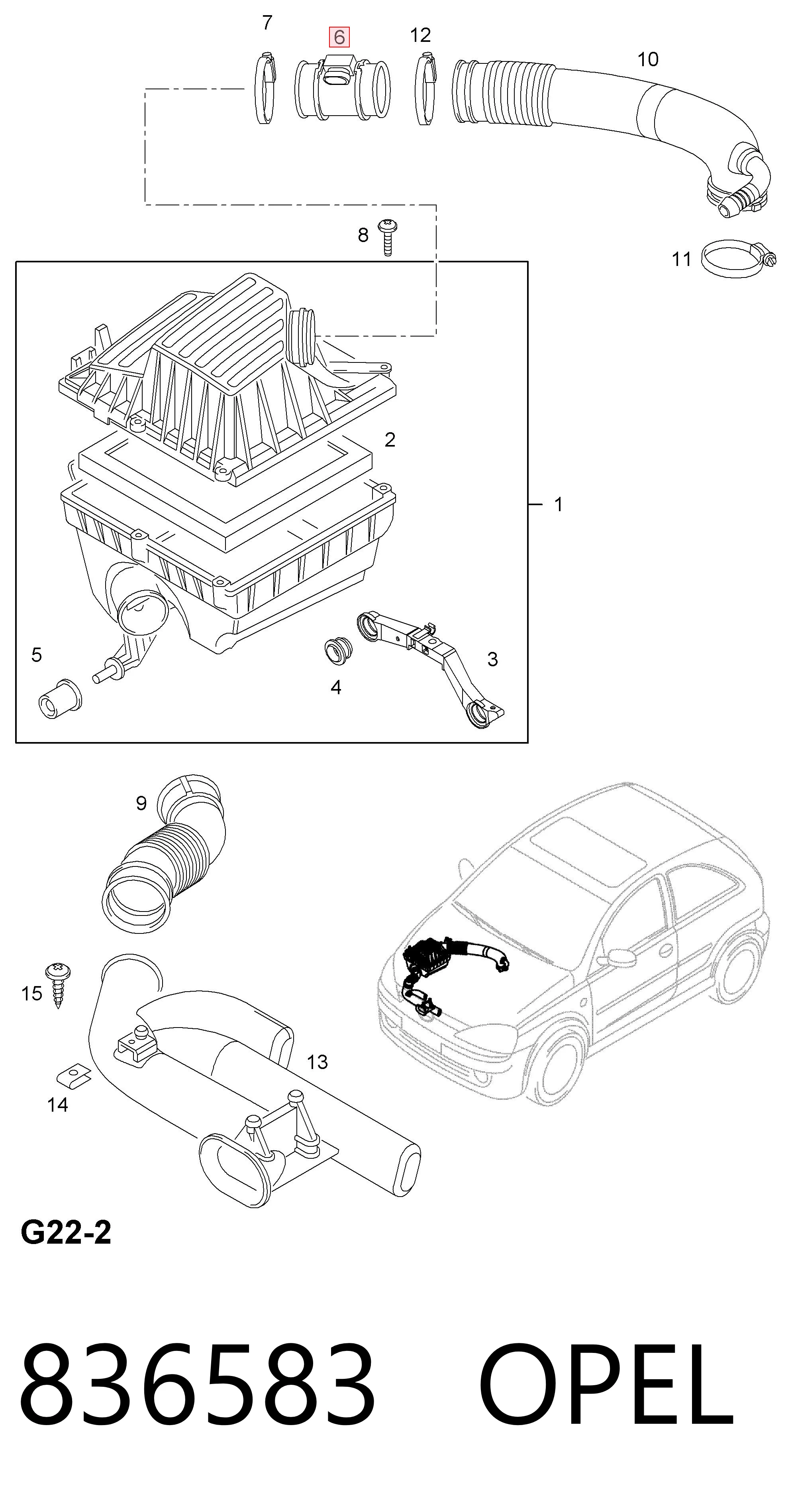 836583 Opel Sensor de flujo de aire