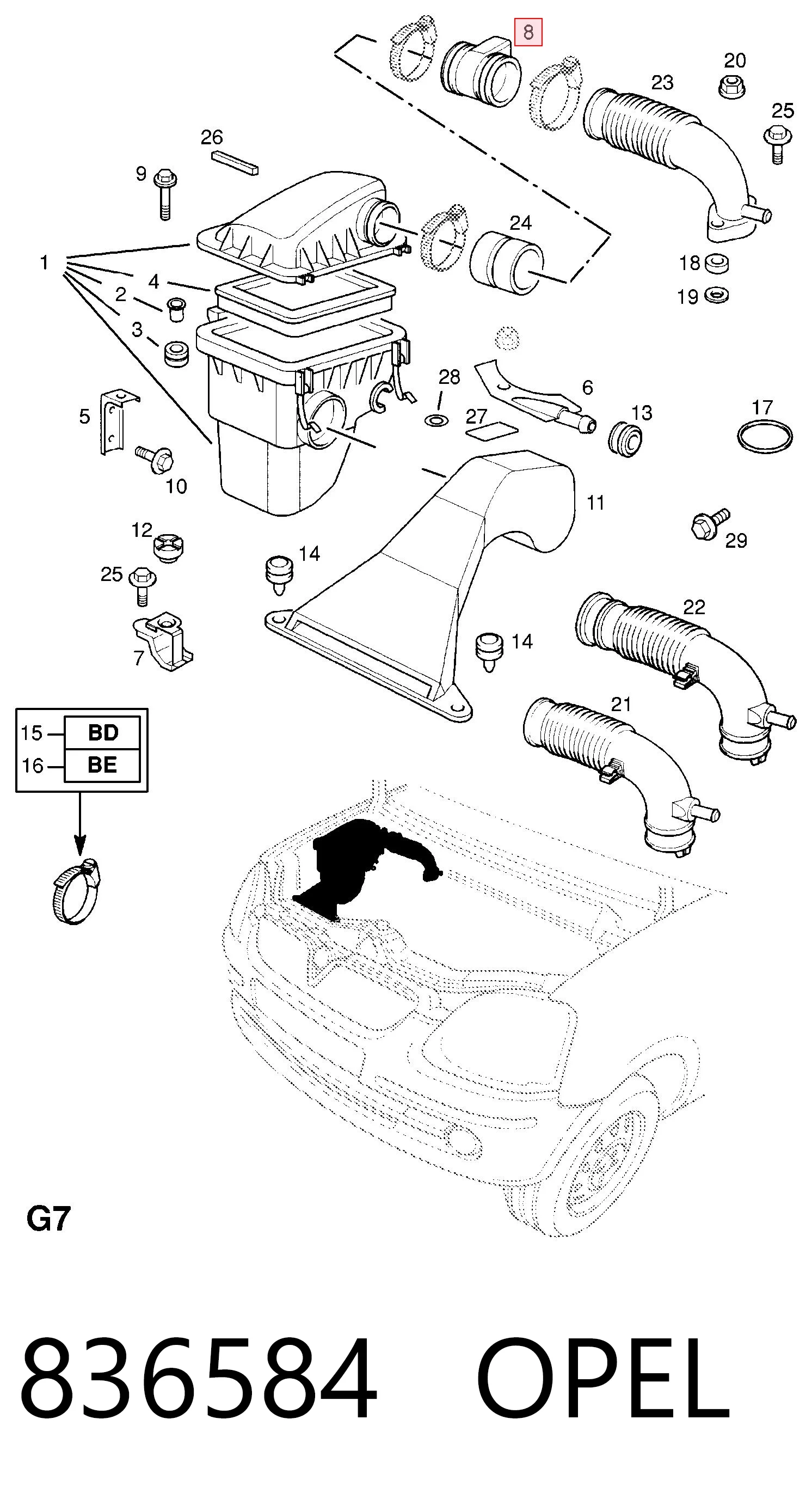 836584 Opel Sensor de flujo de aire