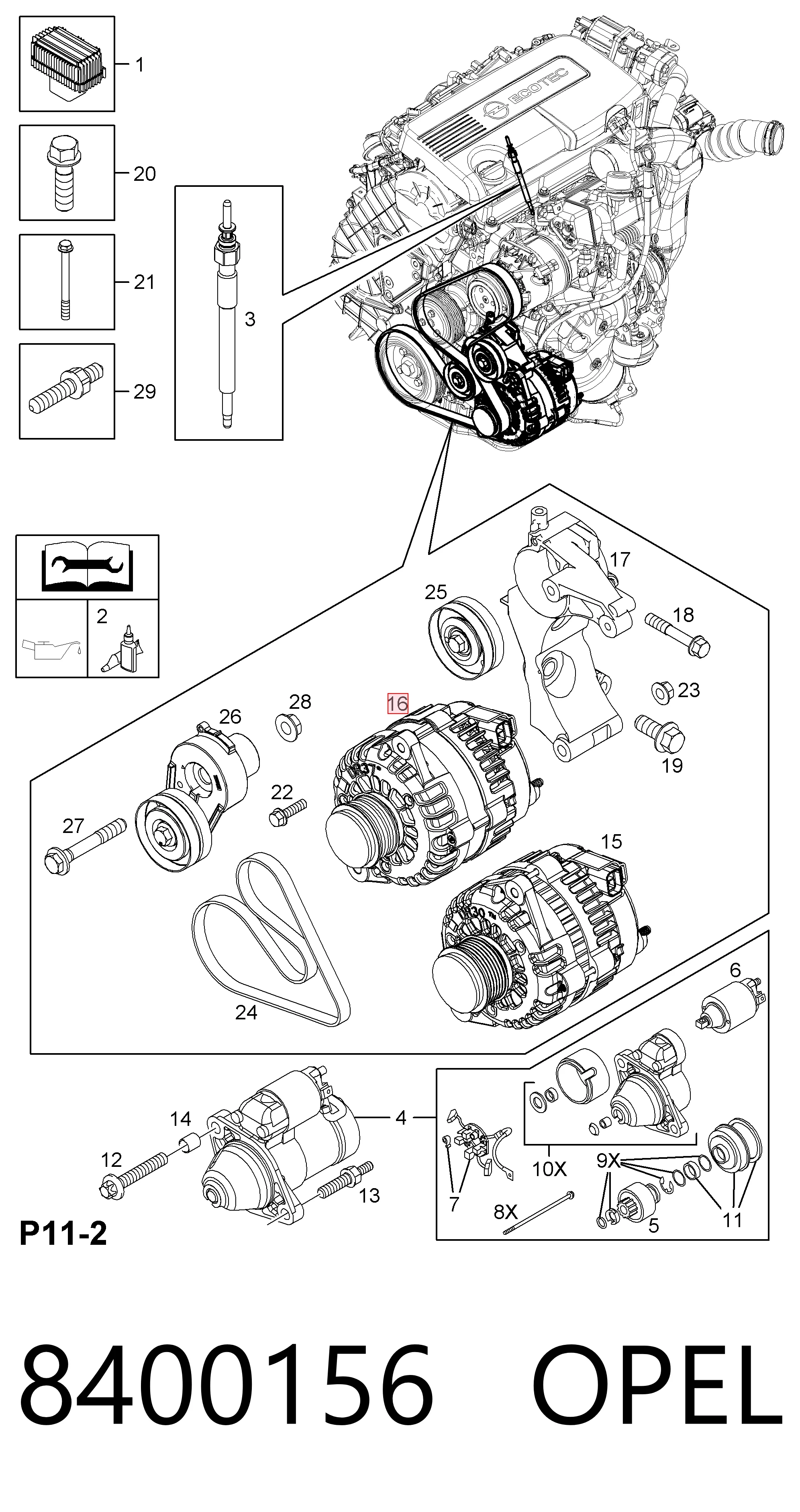 8400156 Opel Alternador de coche