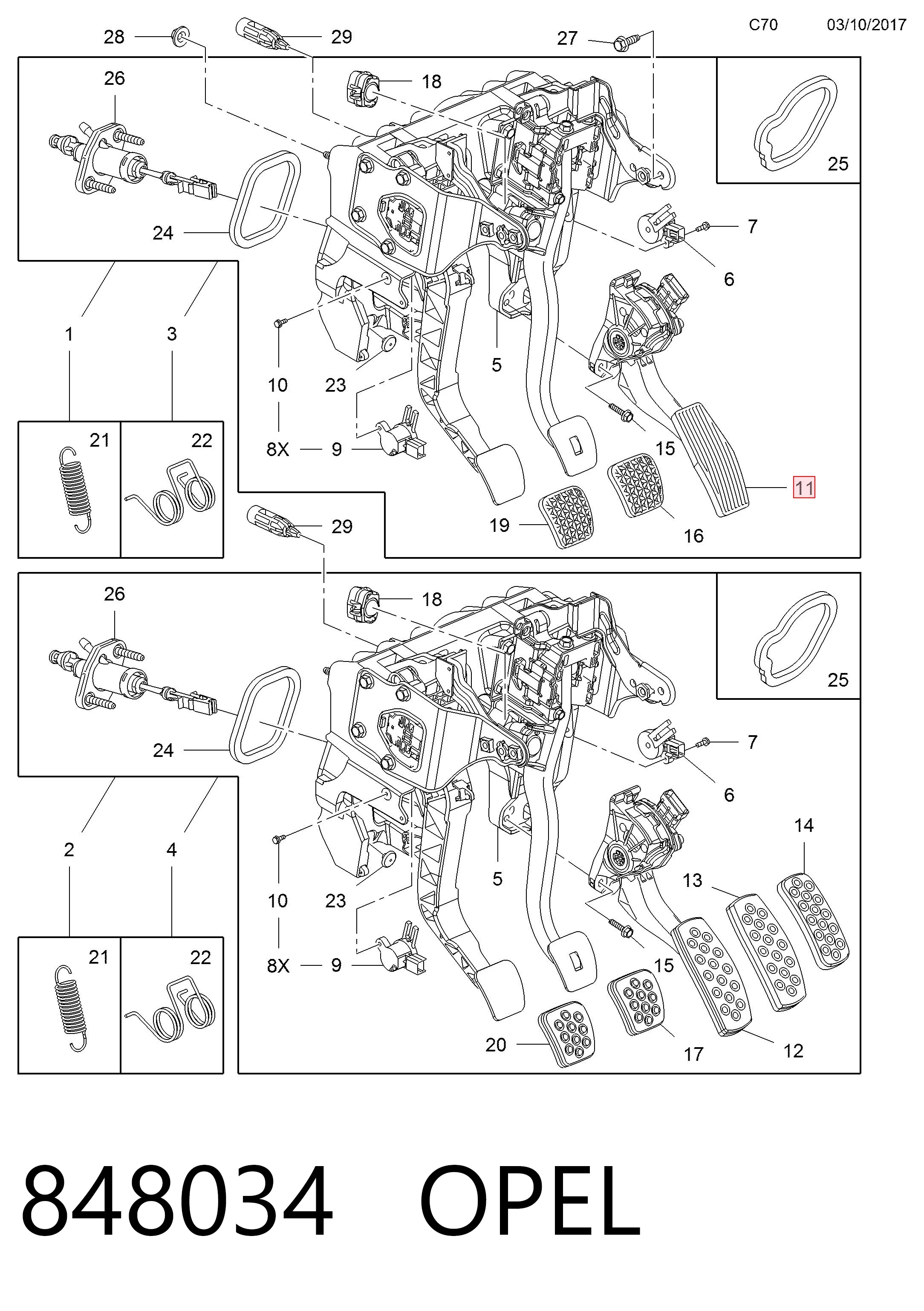 Pedal de aceleracion para Opel Insignia A G09