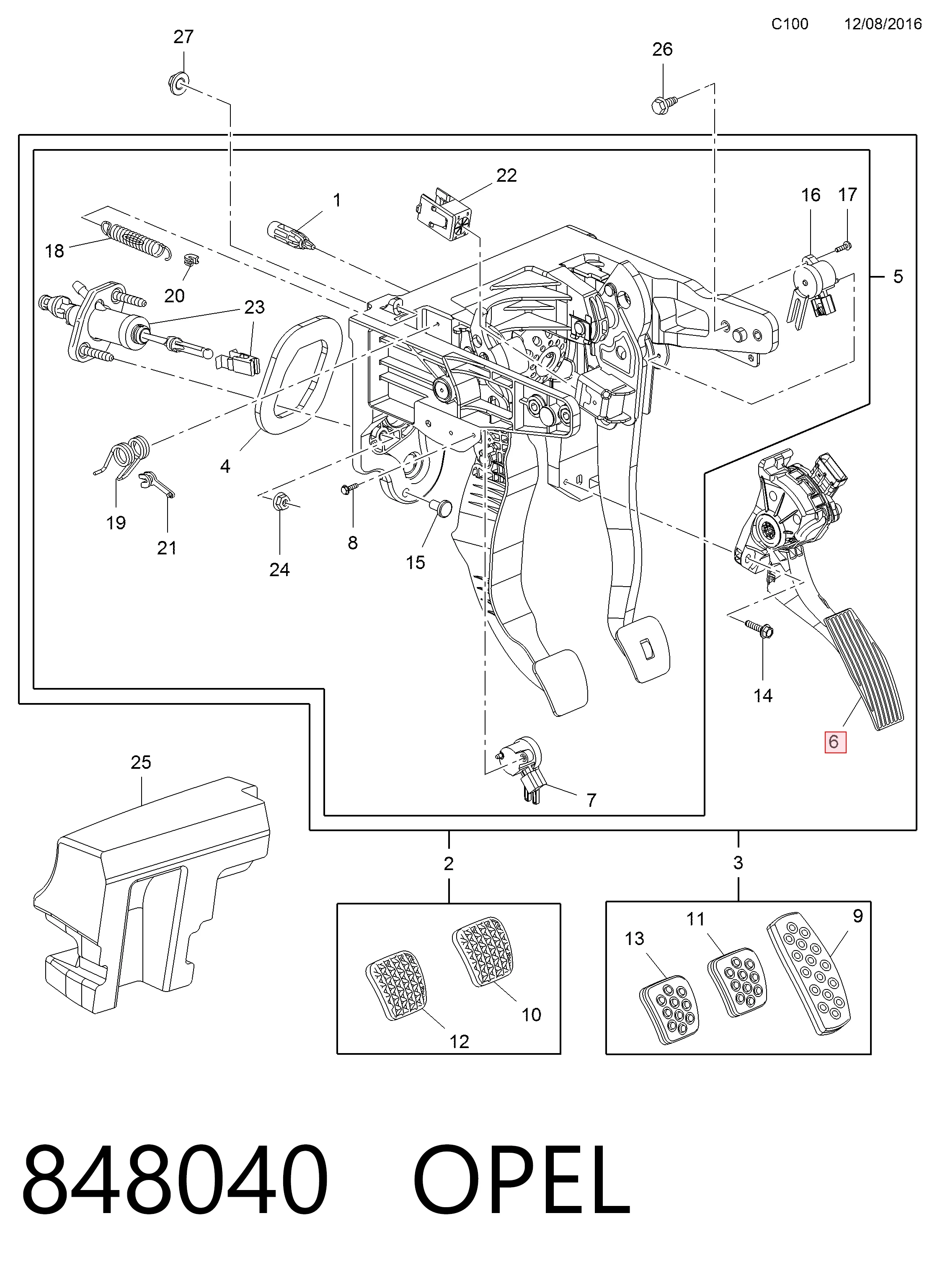 Pedal de aceleracion para Opel Astra J 