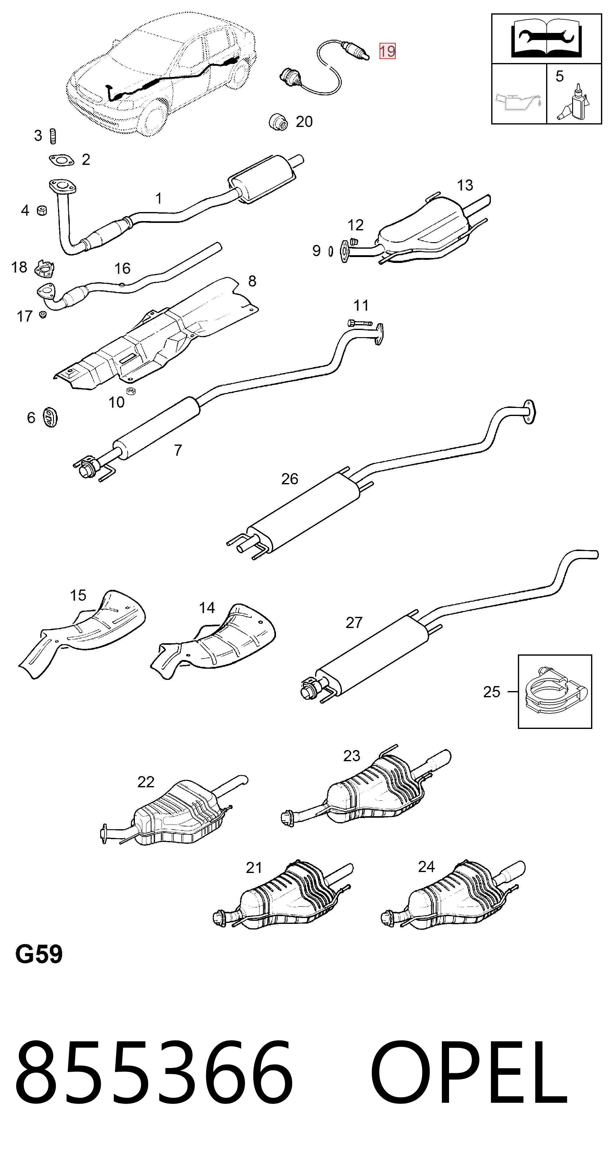 855366 Opel Sensor de oxígeno previo al catalizador