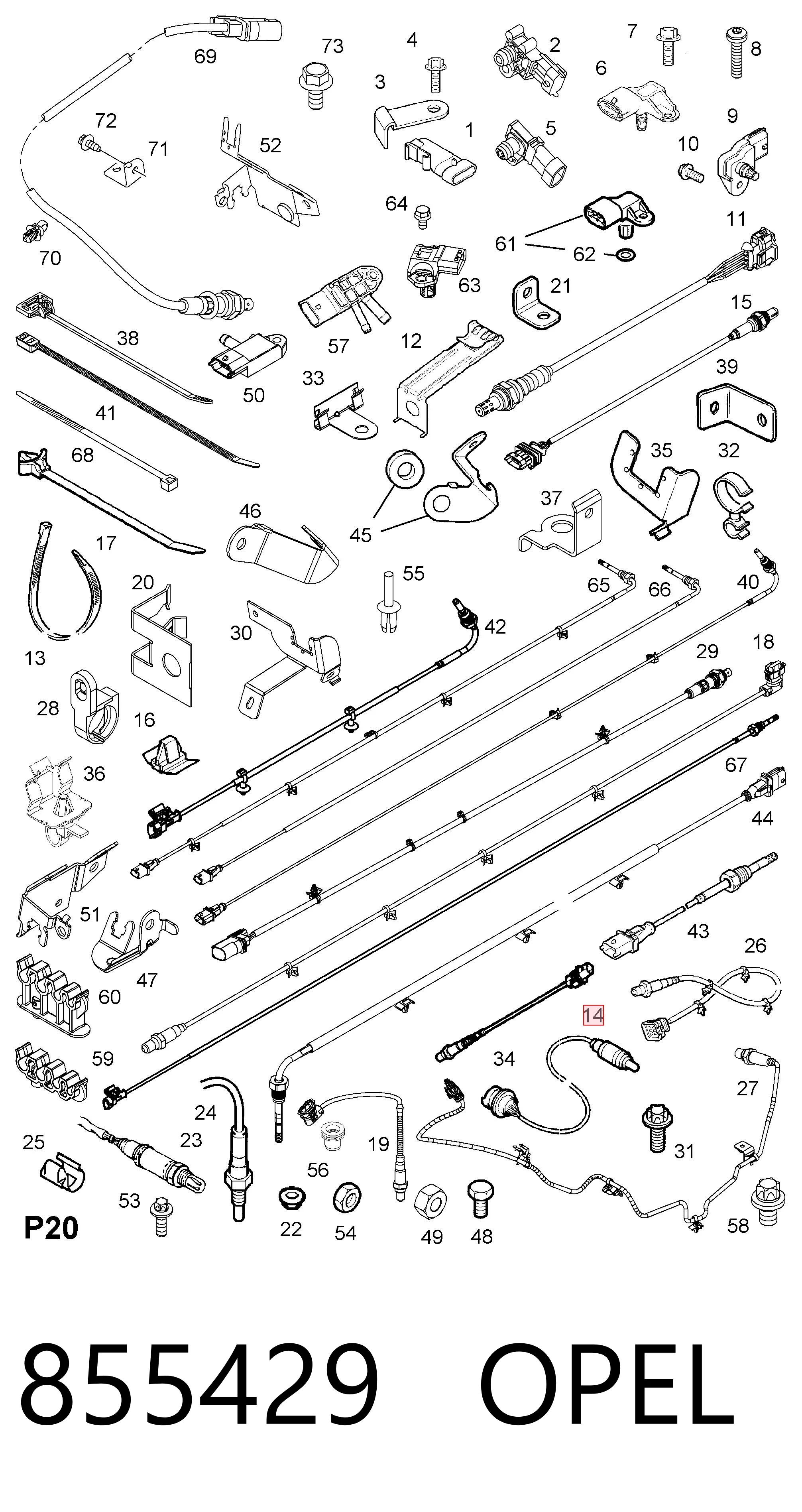 Sonda lambda de oxígeno posterior al catalizador 855429 OPEL