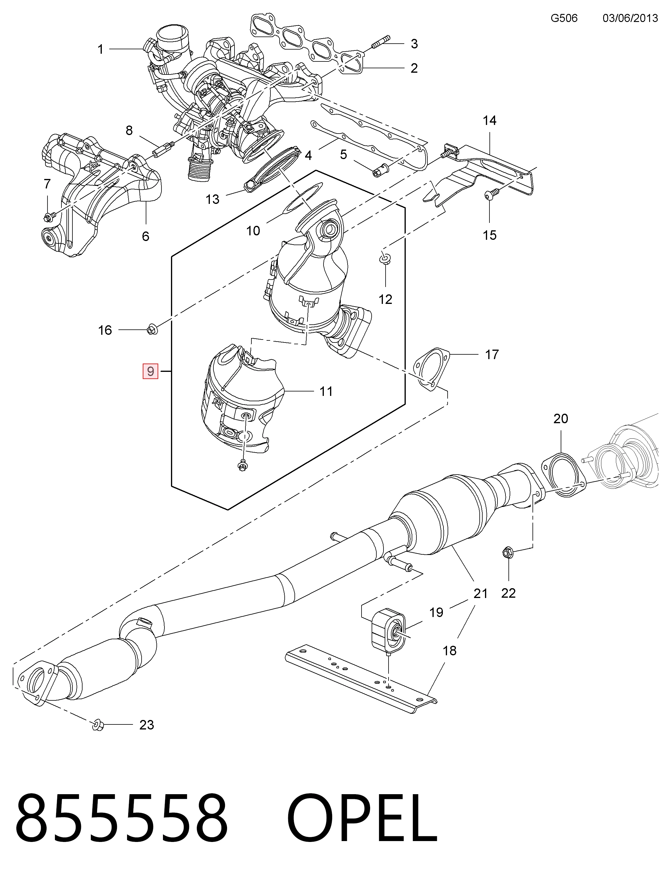 855558 Opel Catalizador de gasolina y diésel