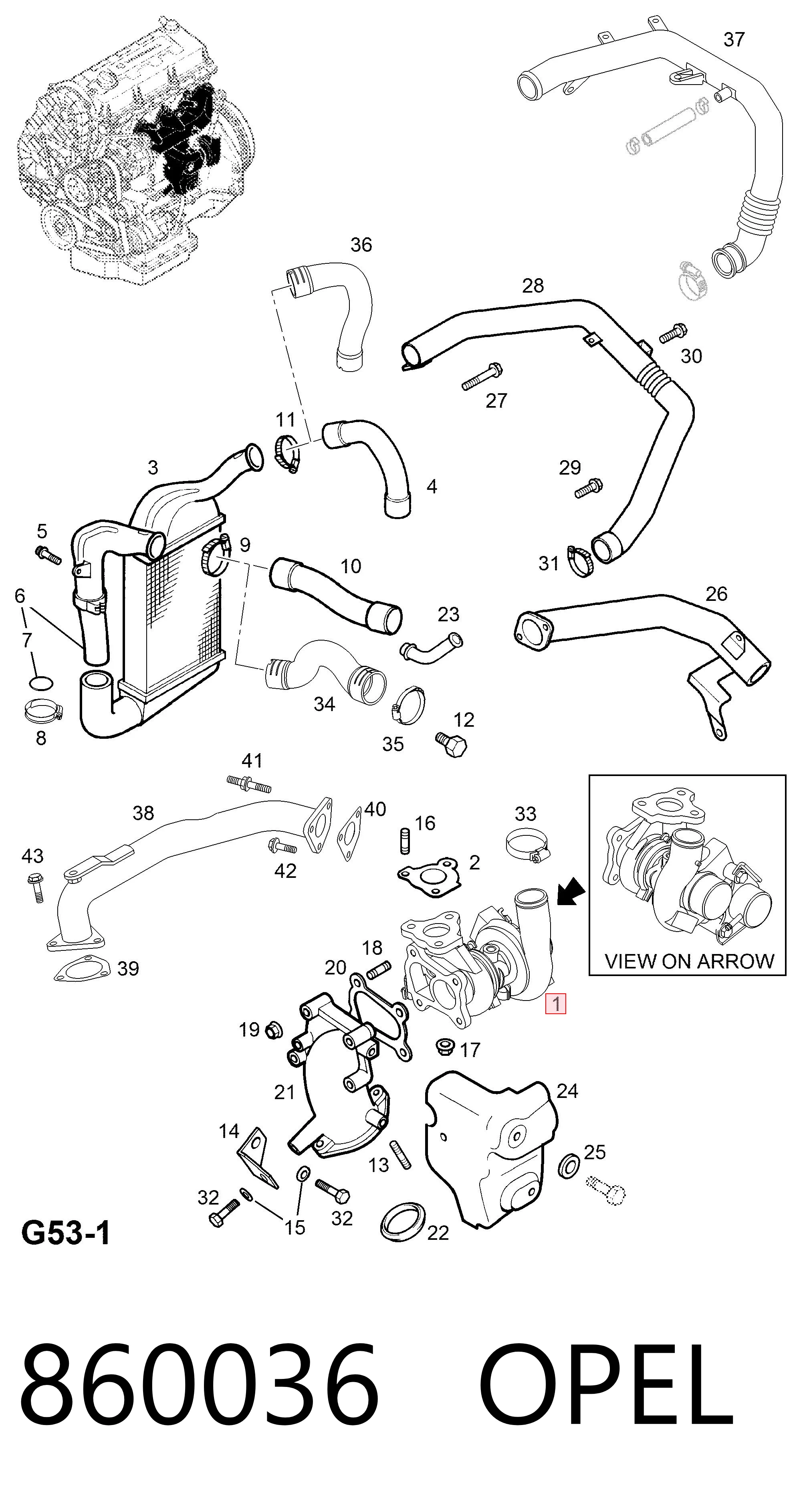 860036 Opel Turbo para motor