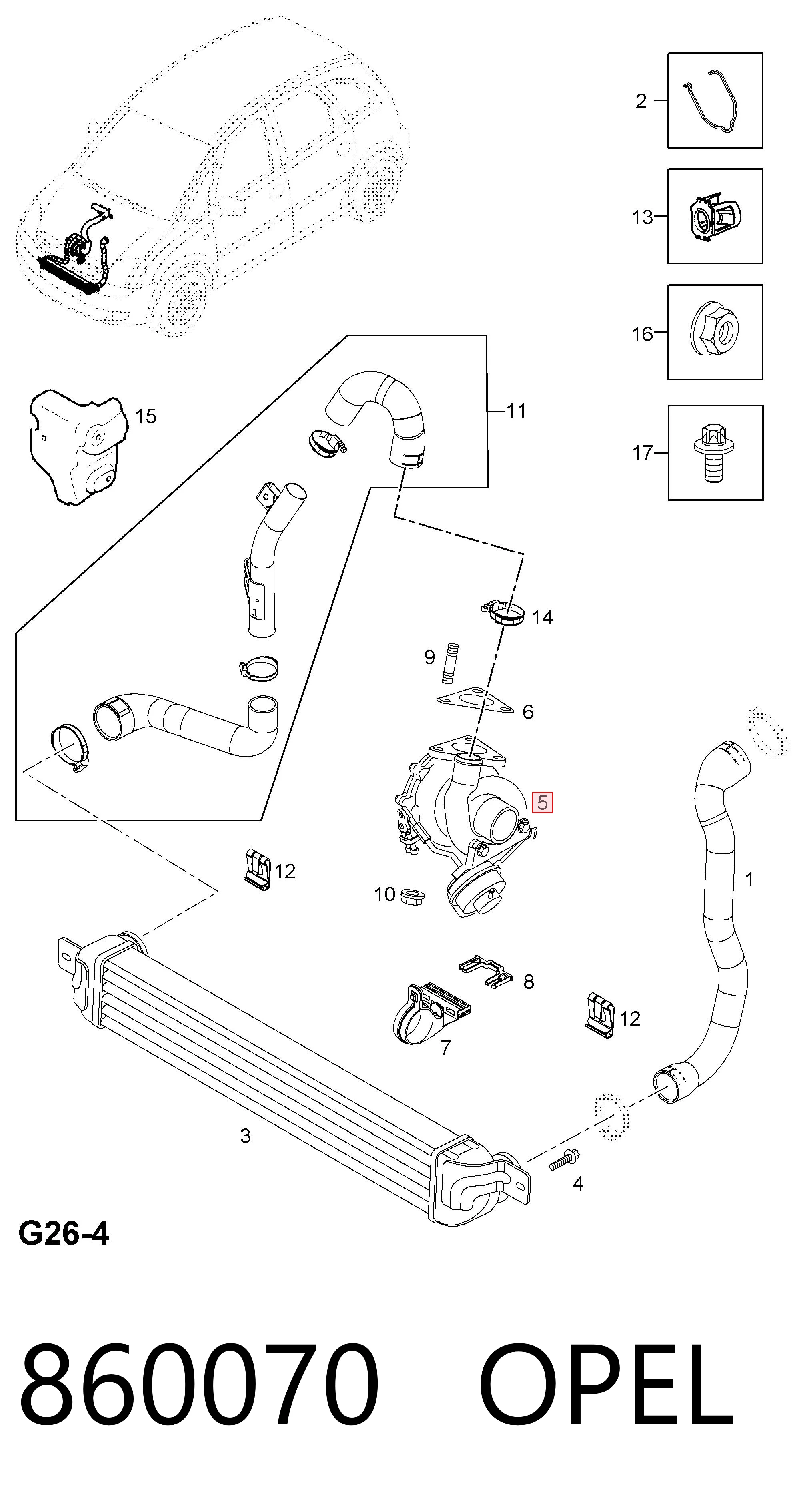 860070 Opel Turbo para motor