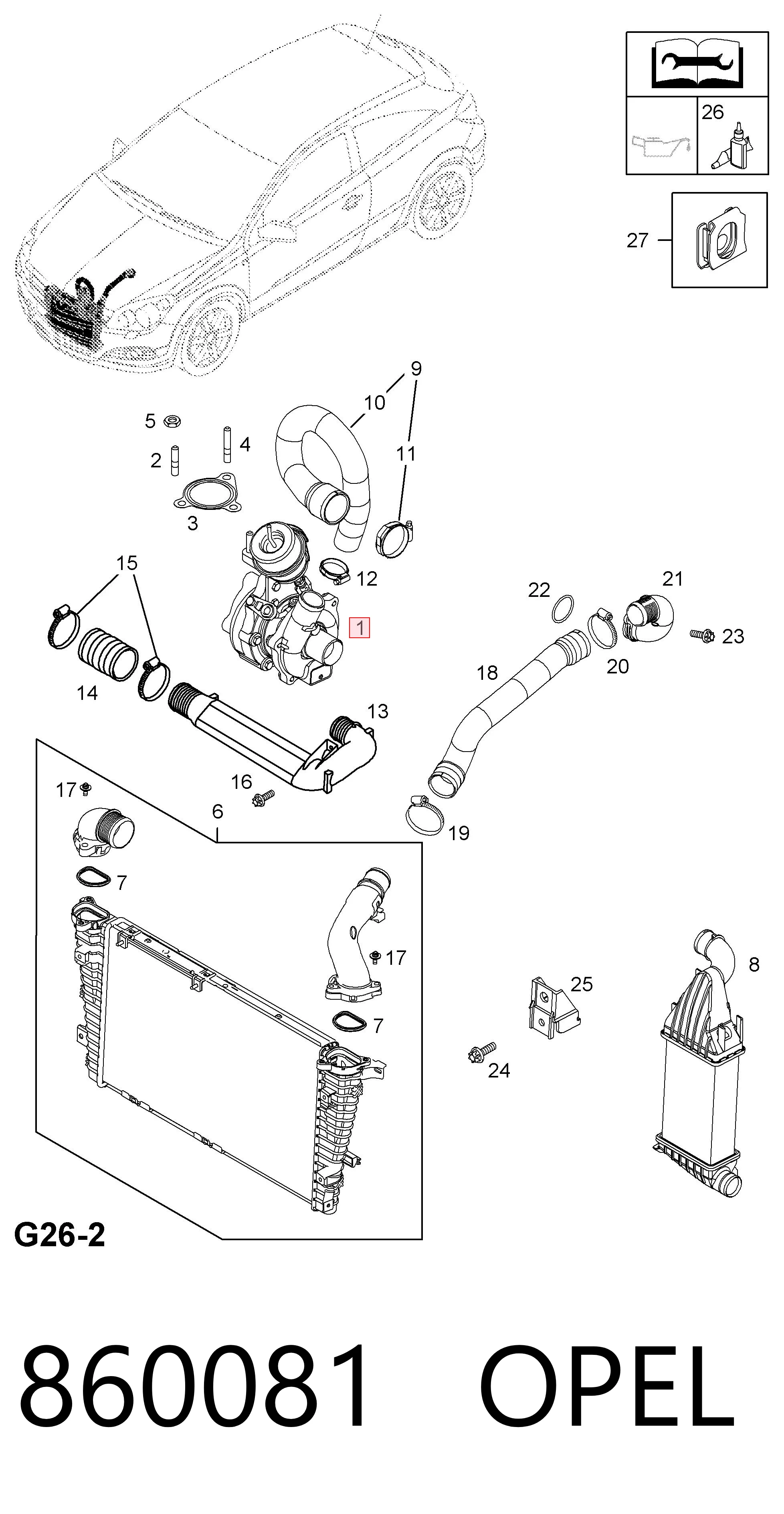 860081 Opel Turbo para motor