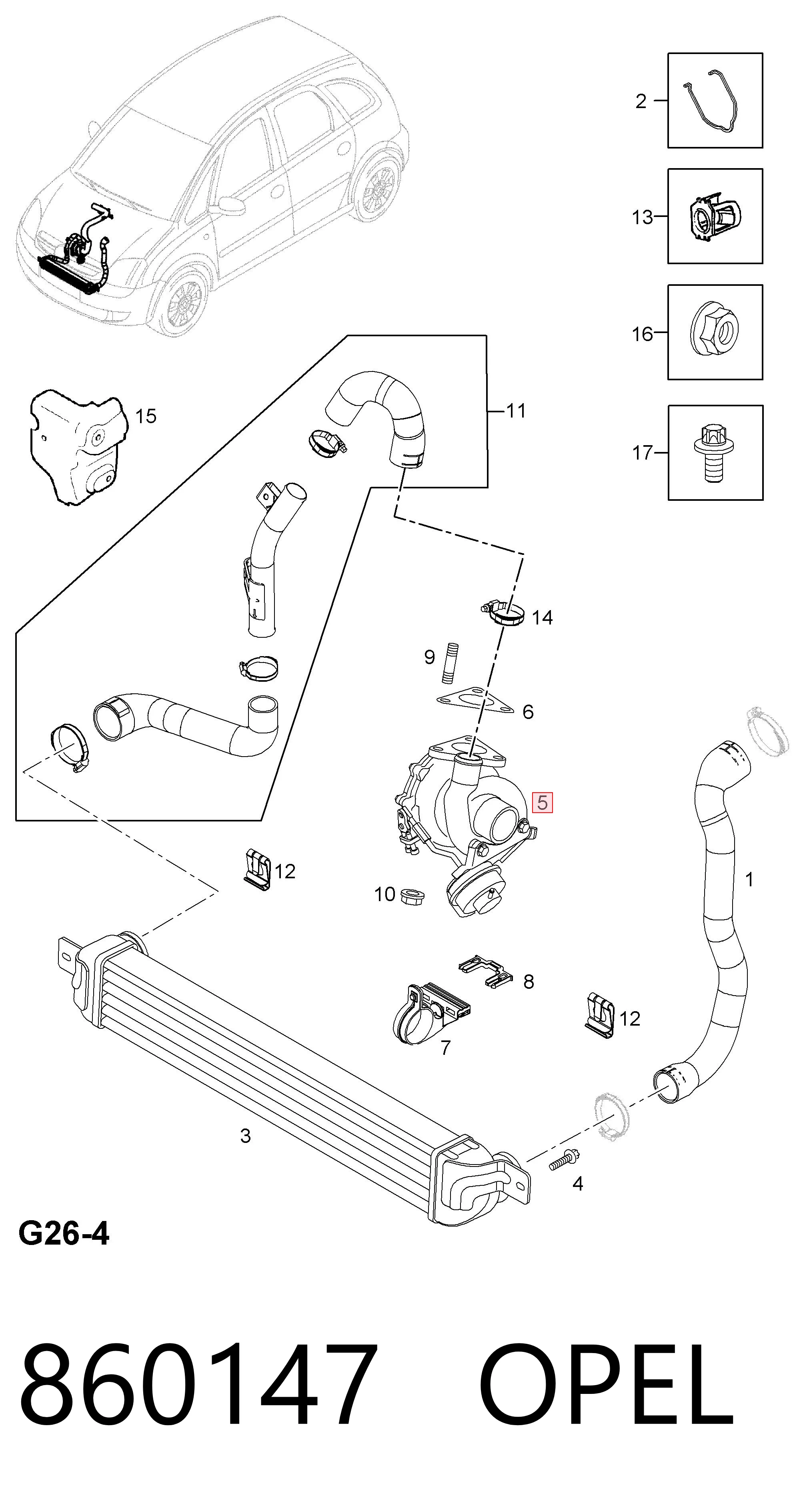 860147 Opel Turbo para motor