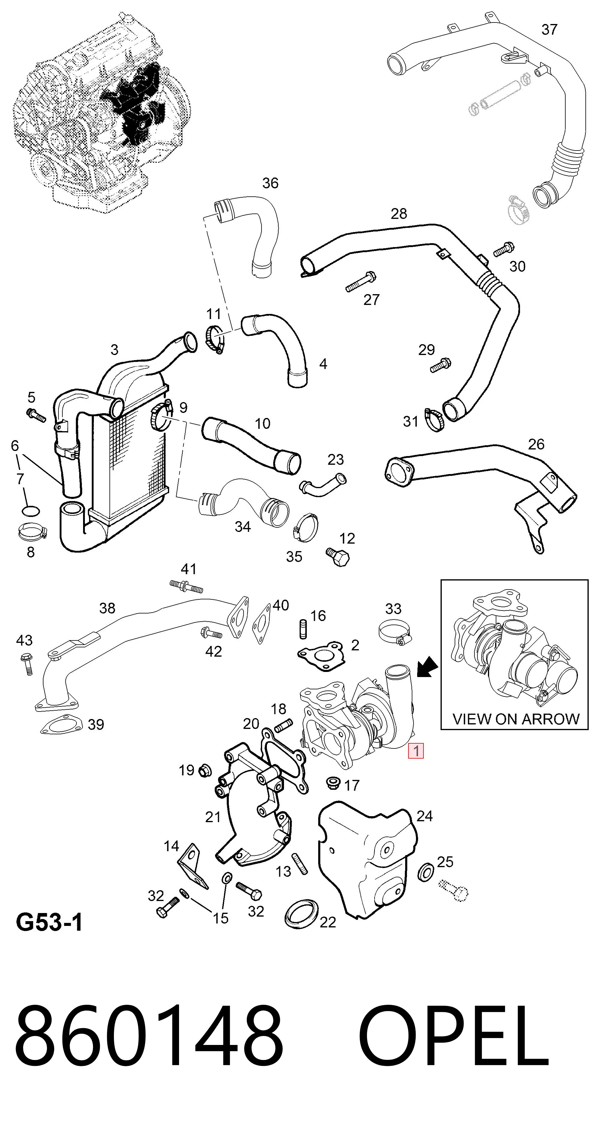 860148 Opel Turbo para motor