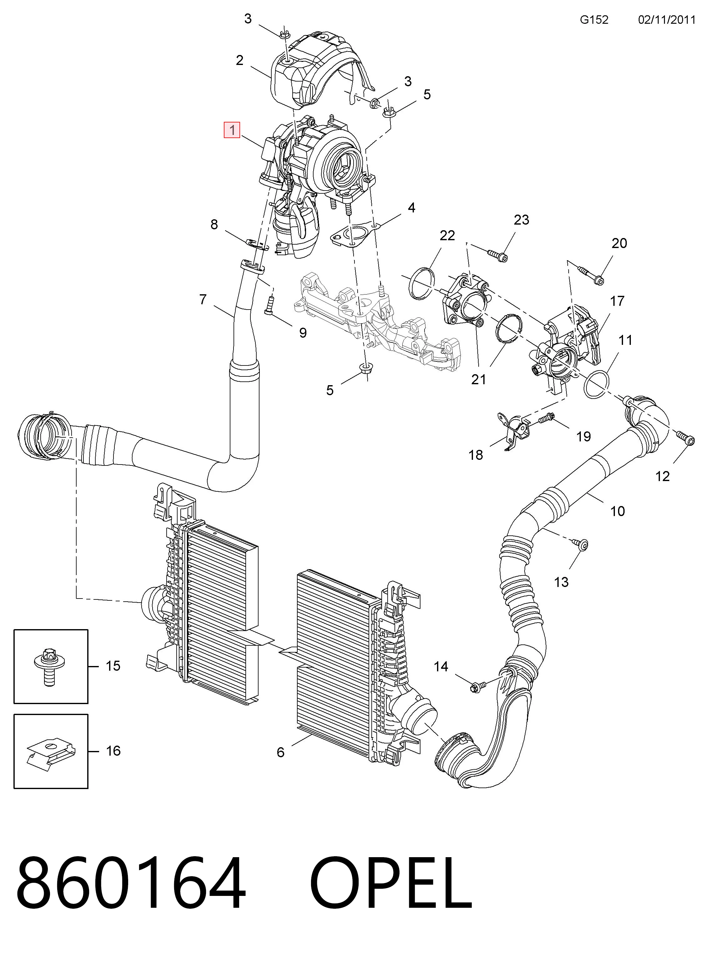 860164 Opel Turbo para motor