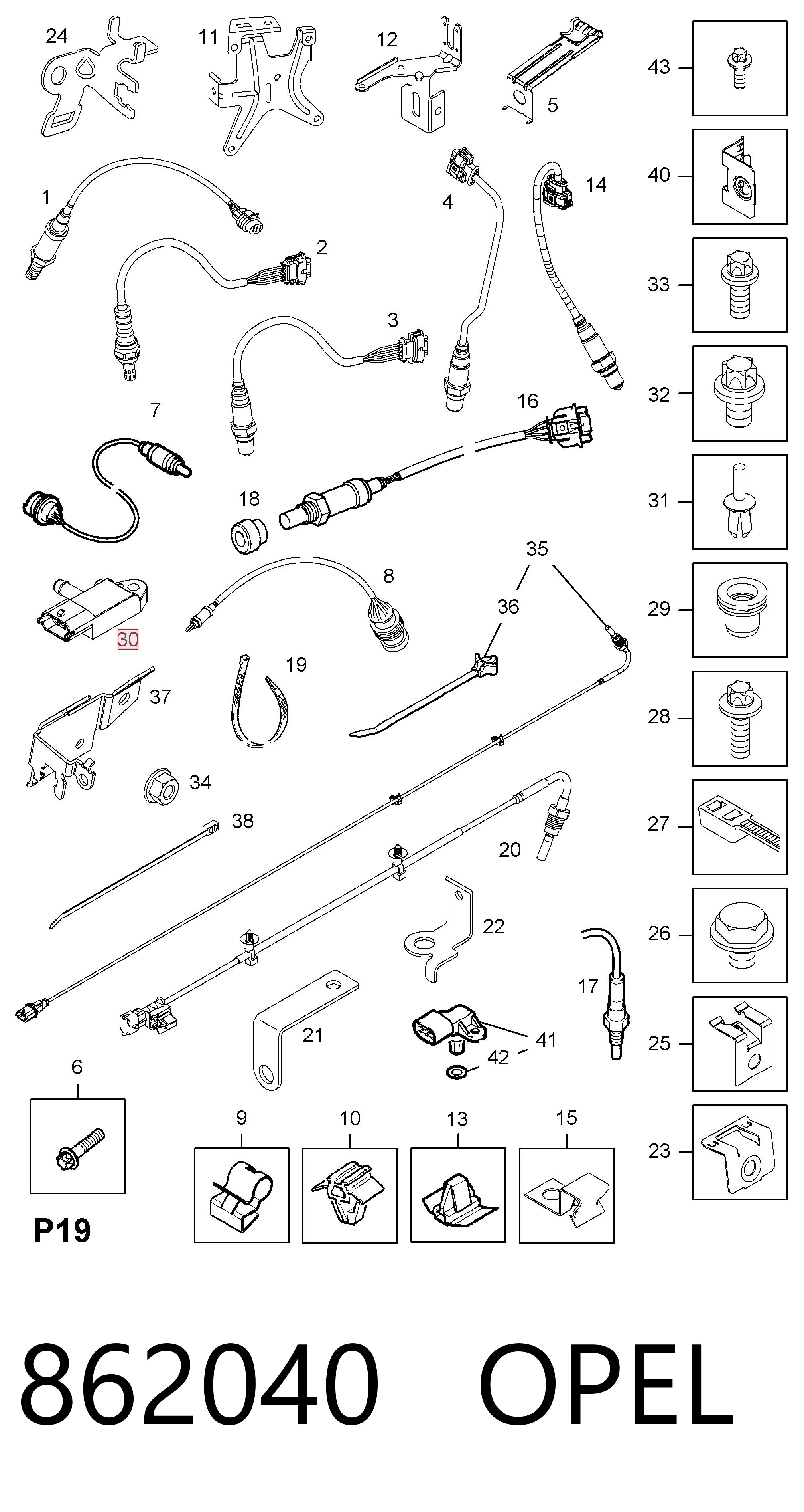 862040 Opel Sensor de presion de escape