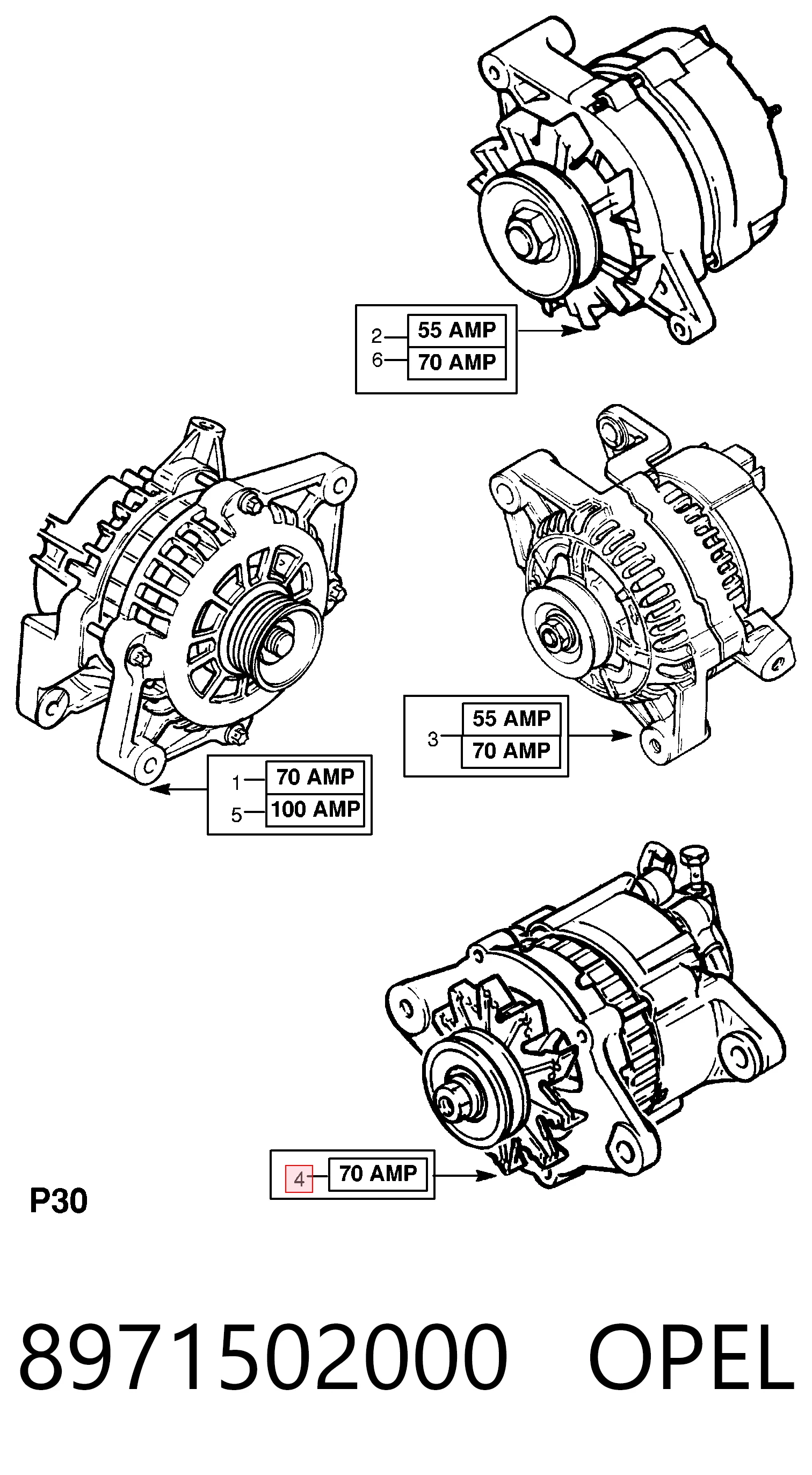 8971502000 Opel Alternador de coche