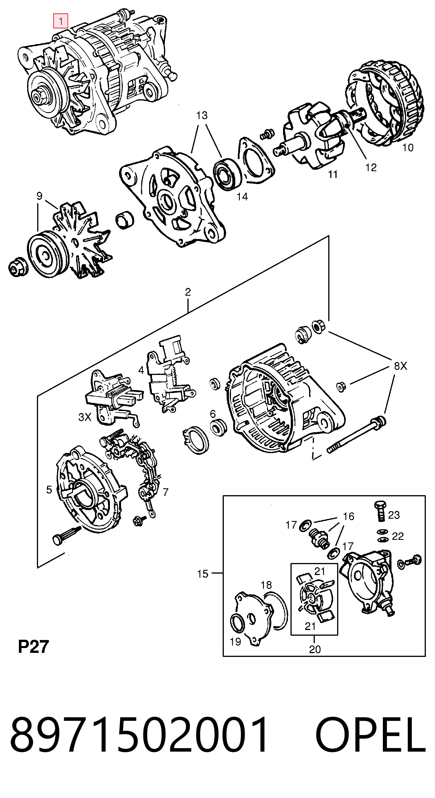 8971502001 Opel Alternador de coche