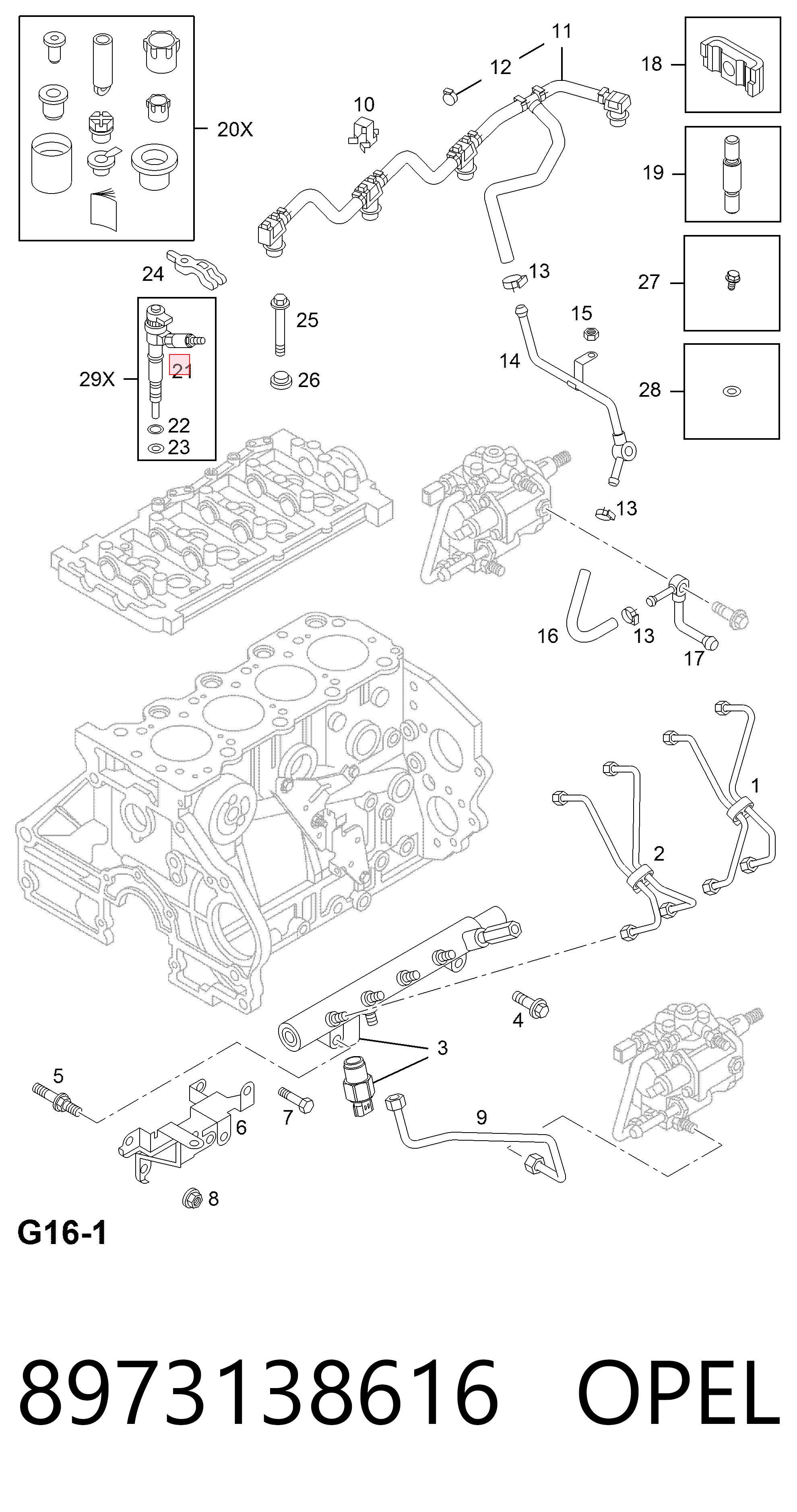 Inyector de combustible para Opel Combo B 