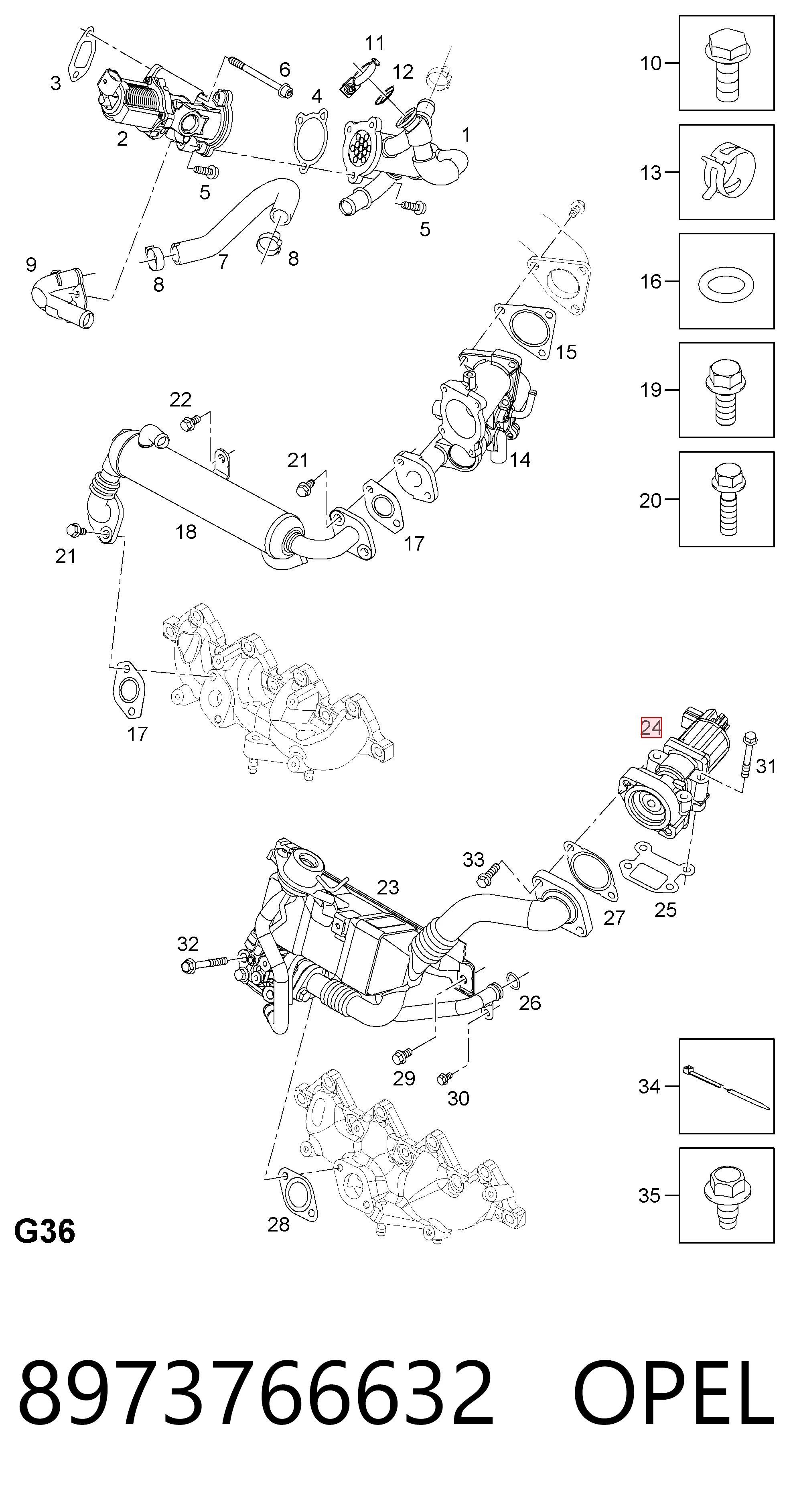 8973766632 Opel Válvula EGR