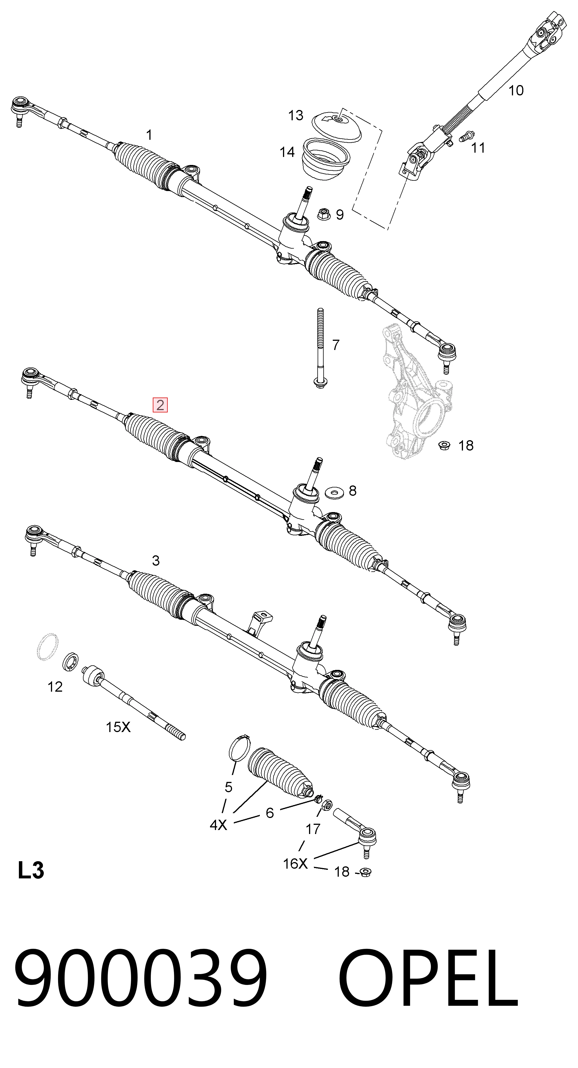  Cremallera de dirección Opel Corsa 