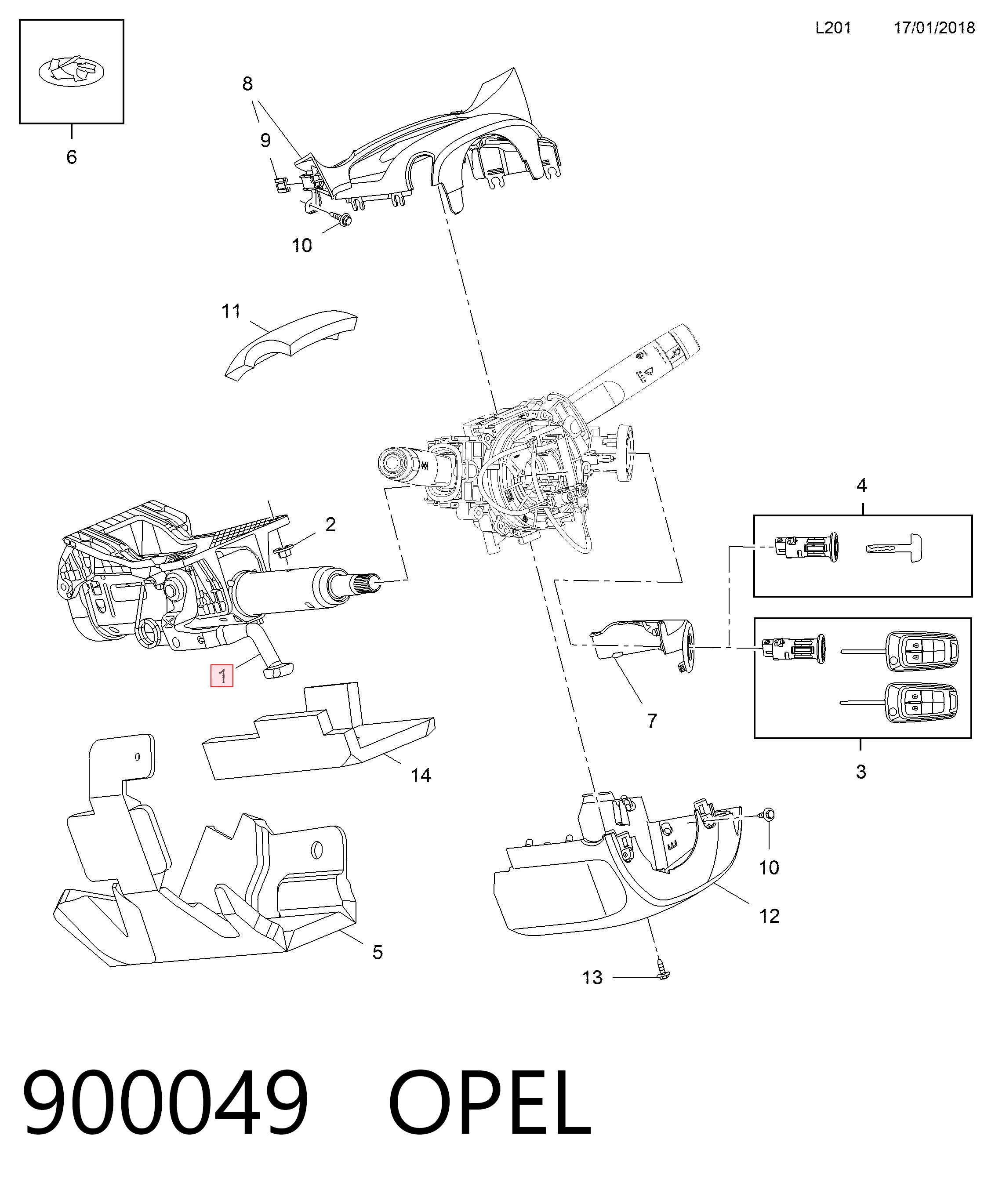  Columna dirección Opel Astra 