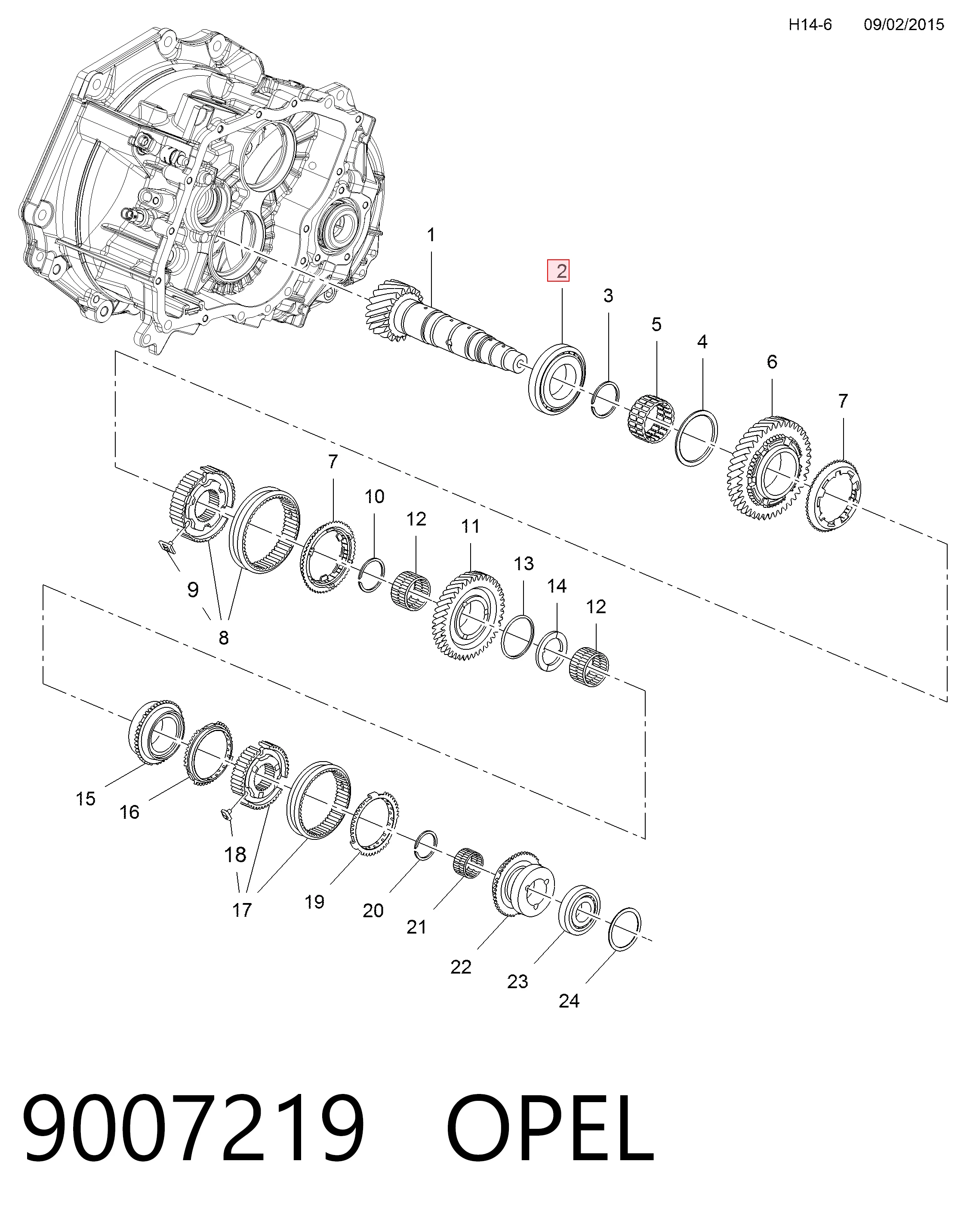 Cojinete caja de cambios Opel Astra H