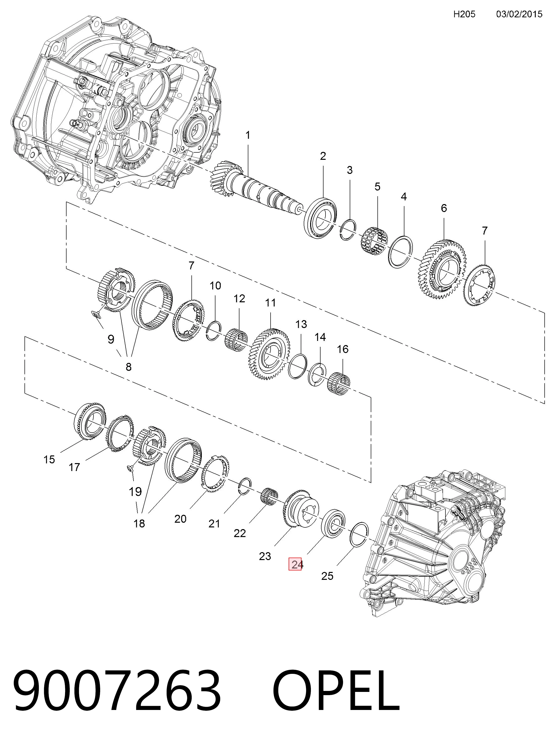 Rodamiento caja de cambios para Opel Astra L35