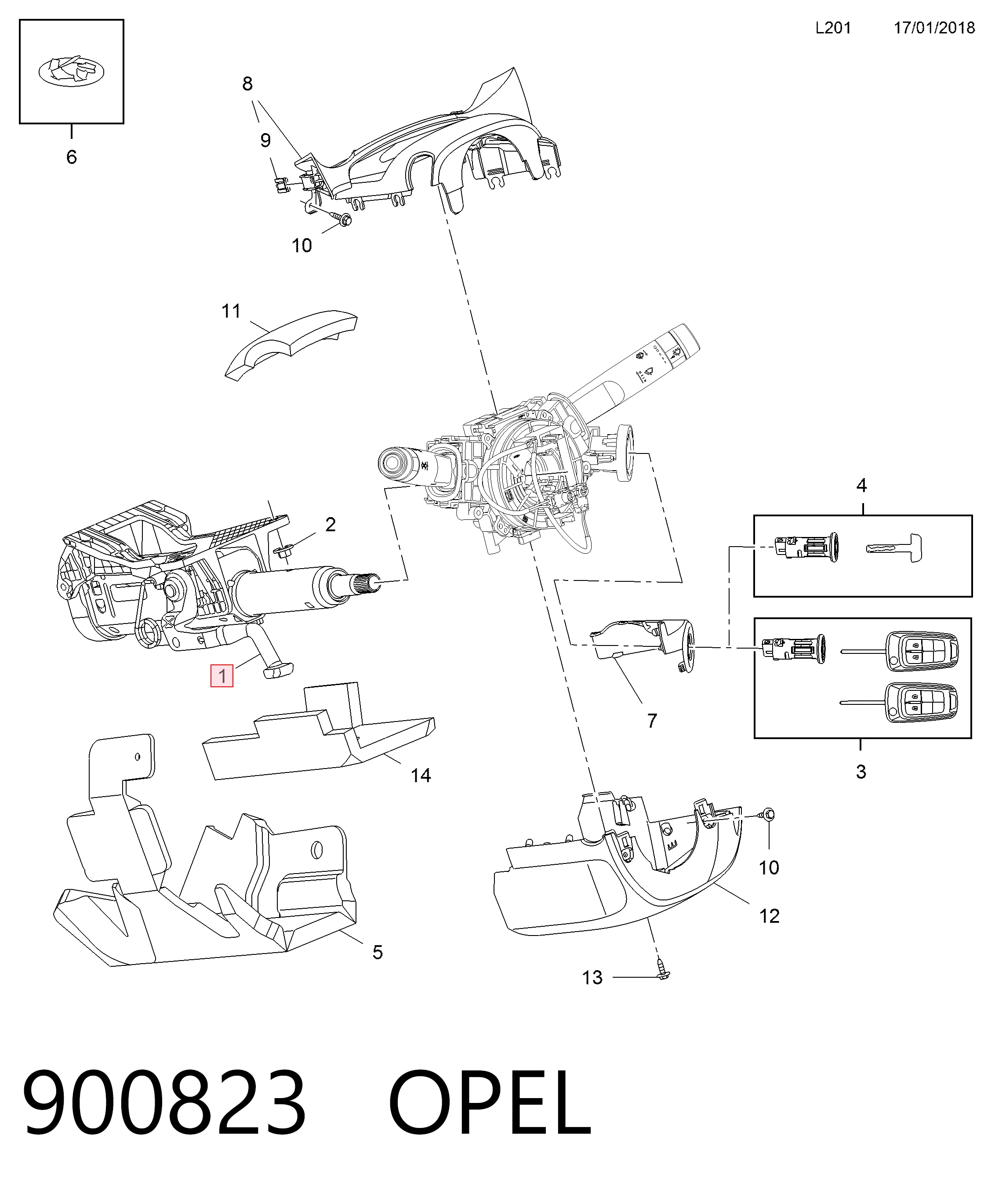Columna de dirección Opel Astra J