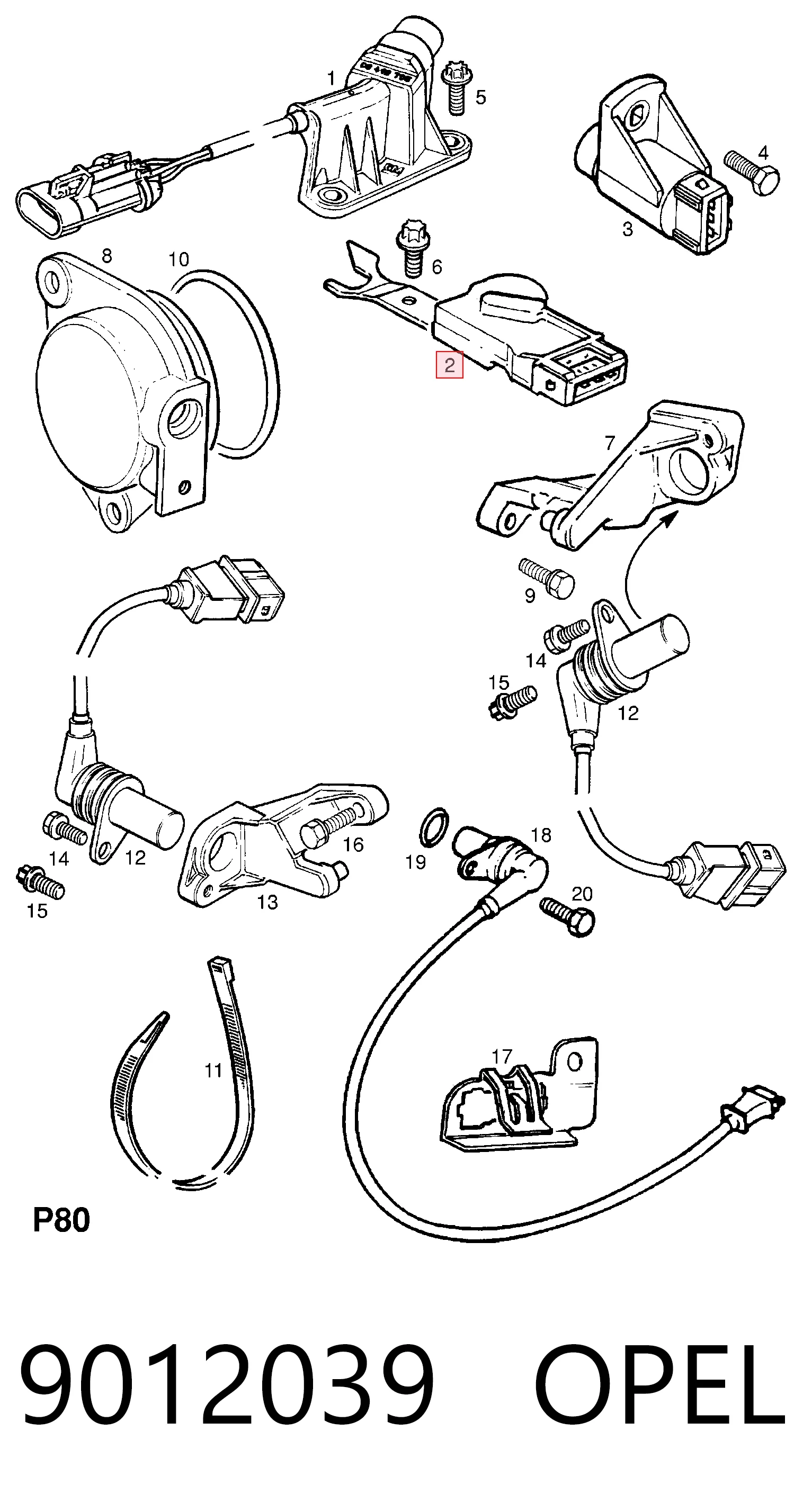 9012039 Opel Sensor posición arbol de levas