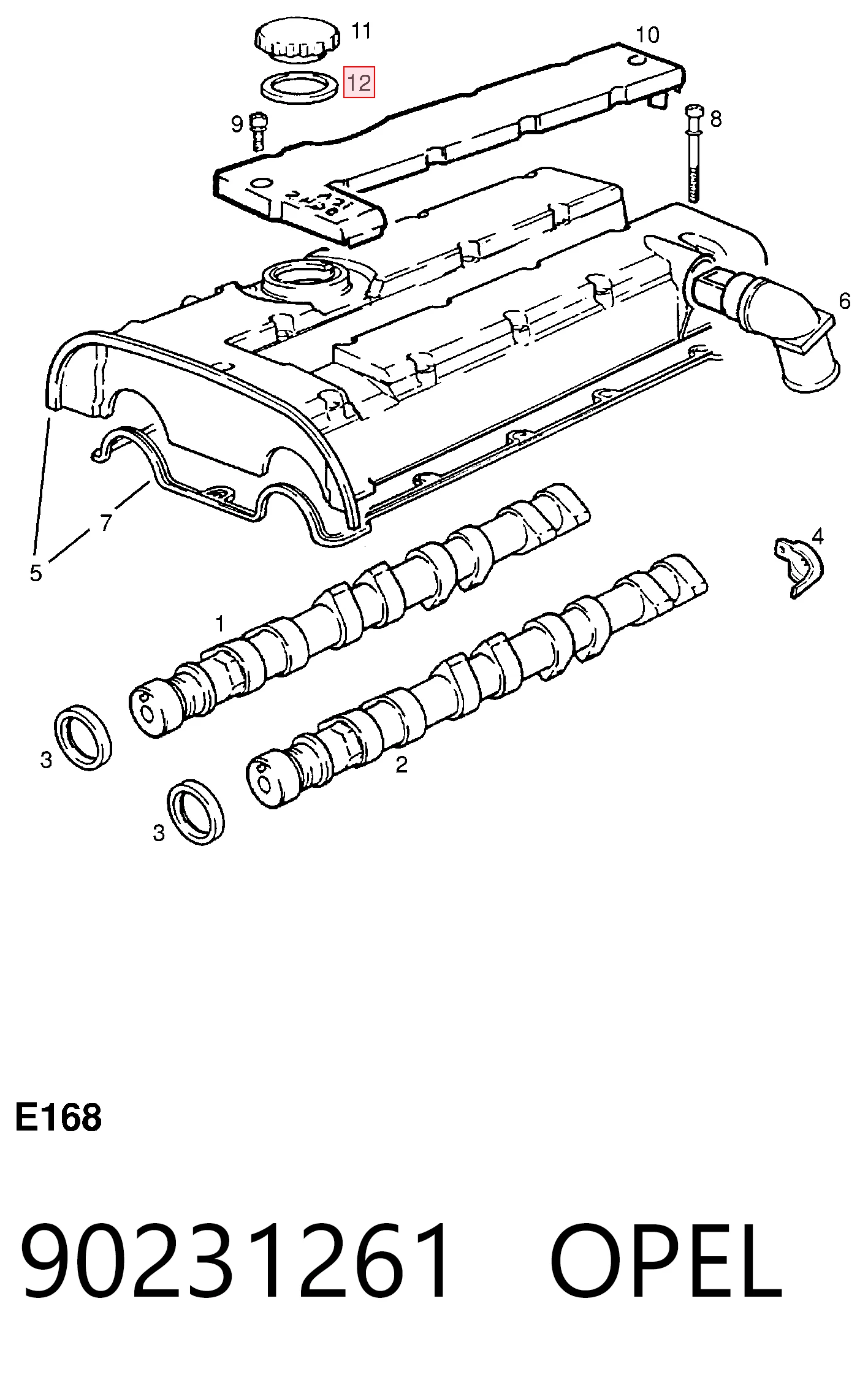 90231261 Opel Junta de tapa del tubo de llenado de aceite