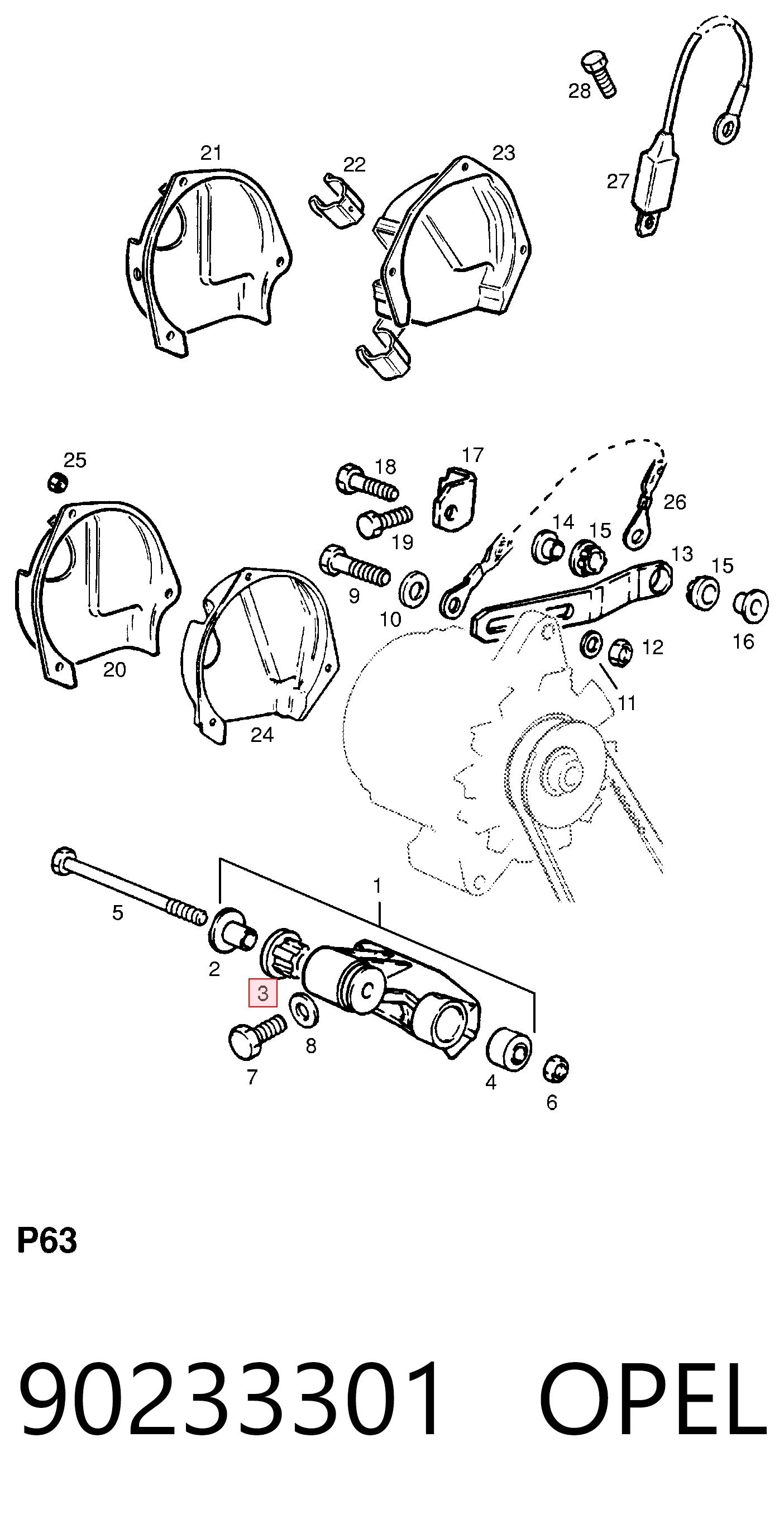 Buje del alternador 90233301 OPEL