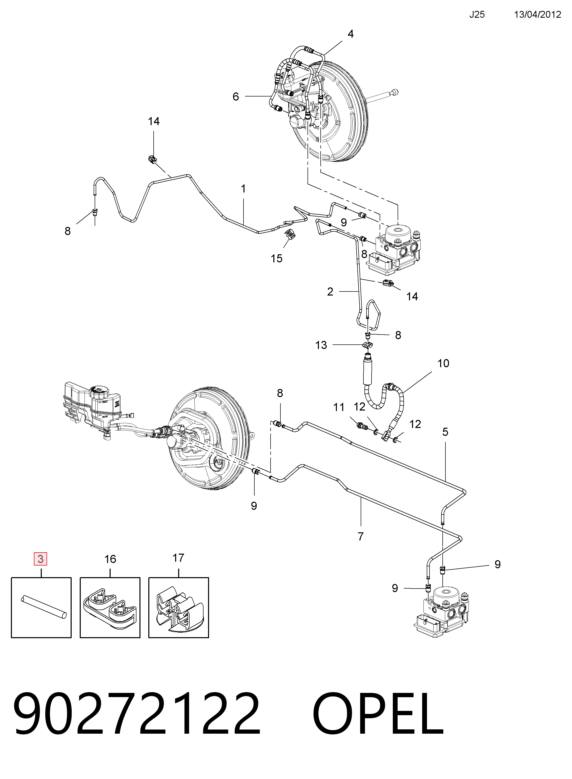Tubo de freno en rollo 90272122 OPEL