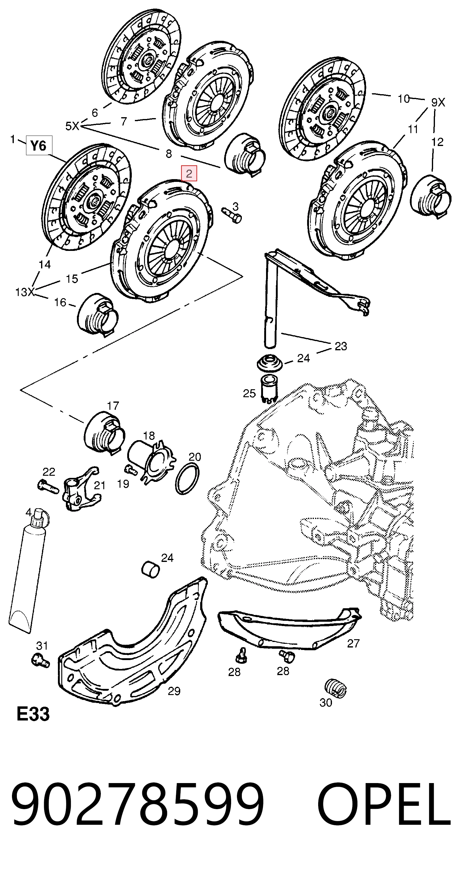 Plato de presión de embrague 90375665 General Motors