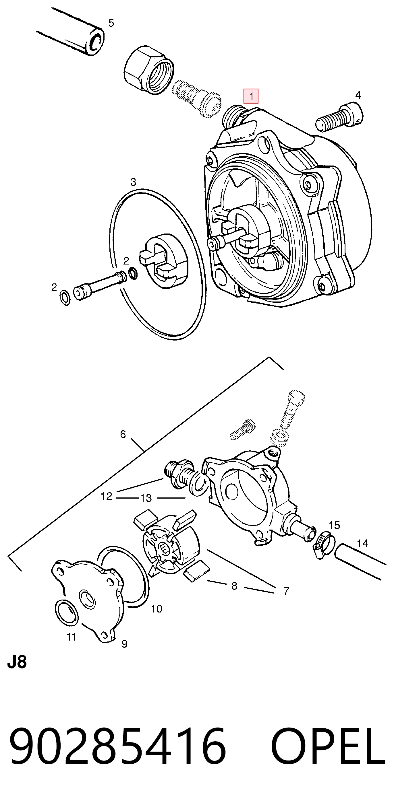Bomba de vacío de frenado para Opel Astra F 53, 54, 58, 59