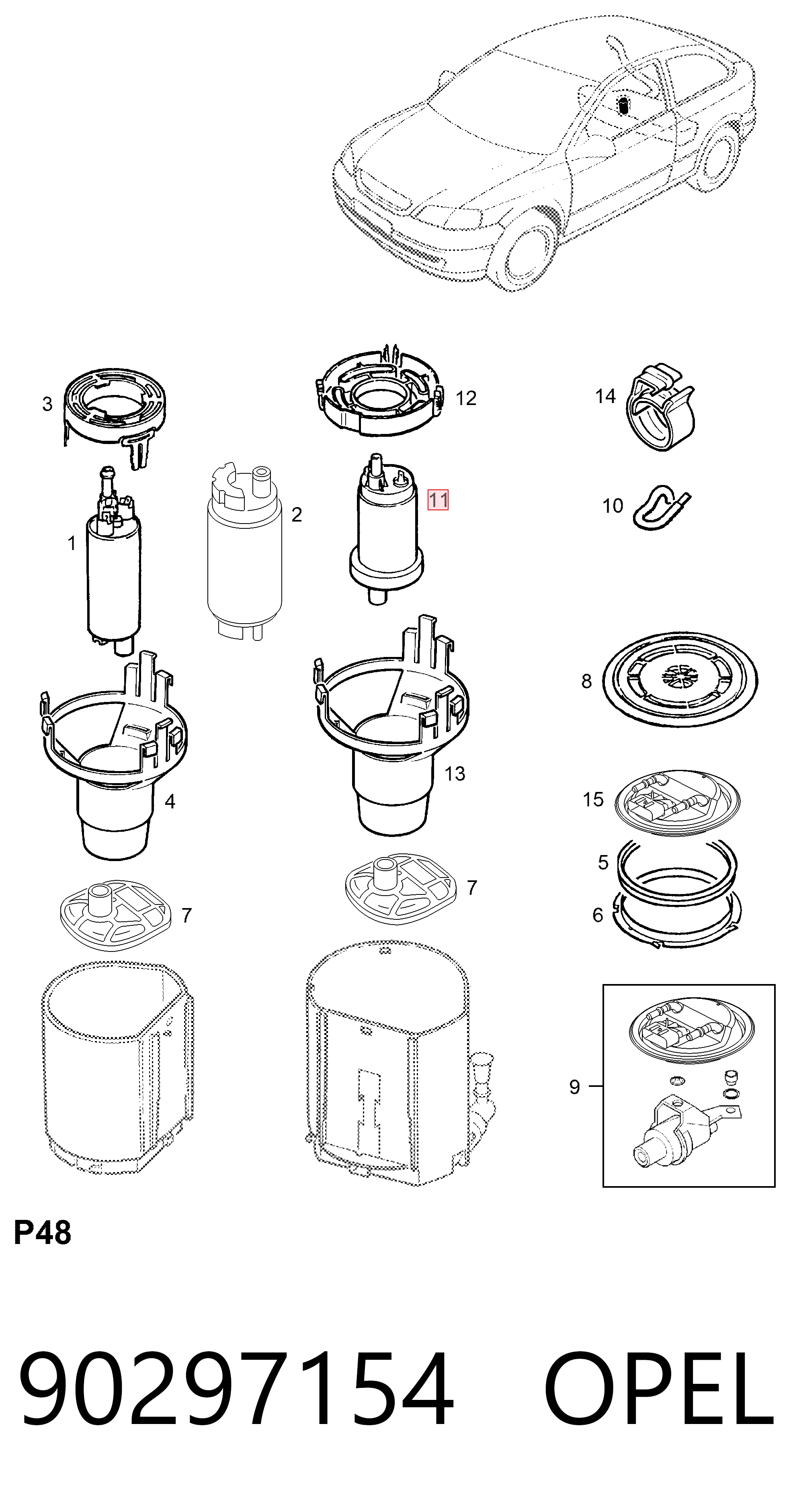 90297154 Opel Unidad de alimentación de combustible