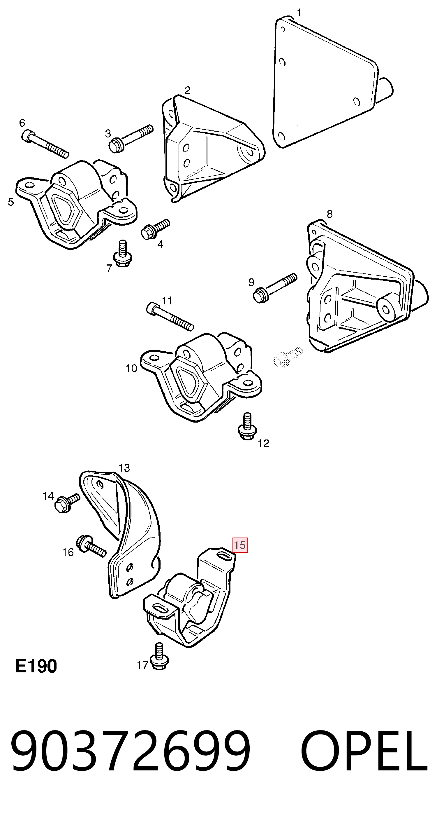 Taco de caja de cambios para Opel Astra 53, 54, 58, 59