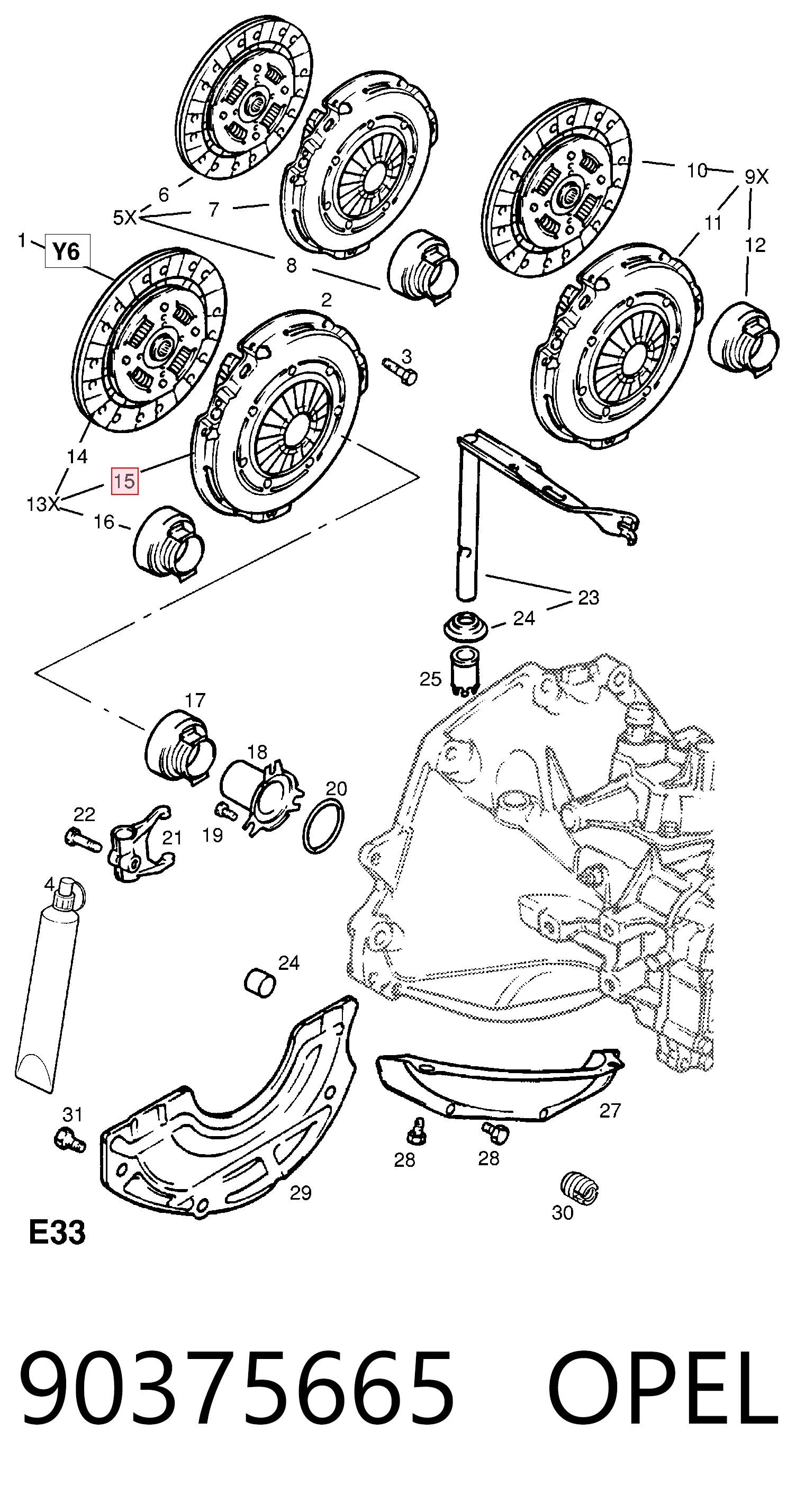 Plato de presión del embrague General Motors 90375665