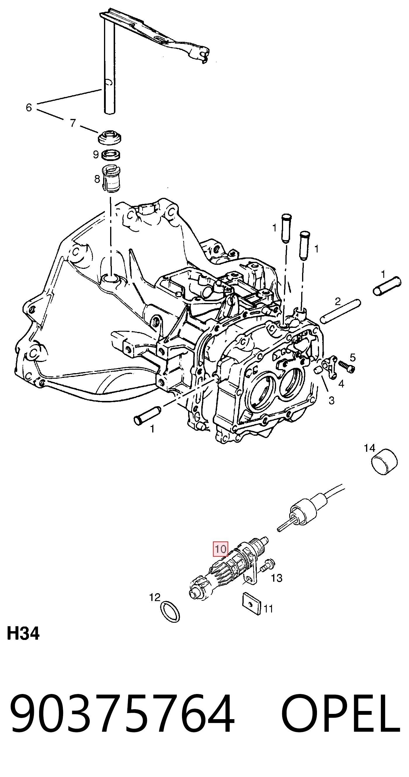 90375764 Opel Engranaje conducido del velocímetro