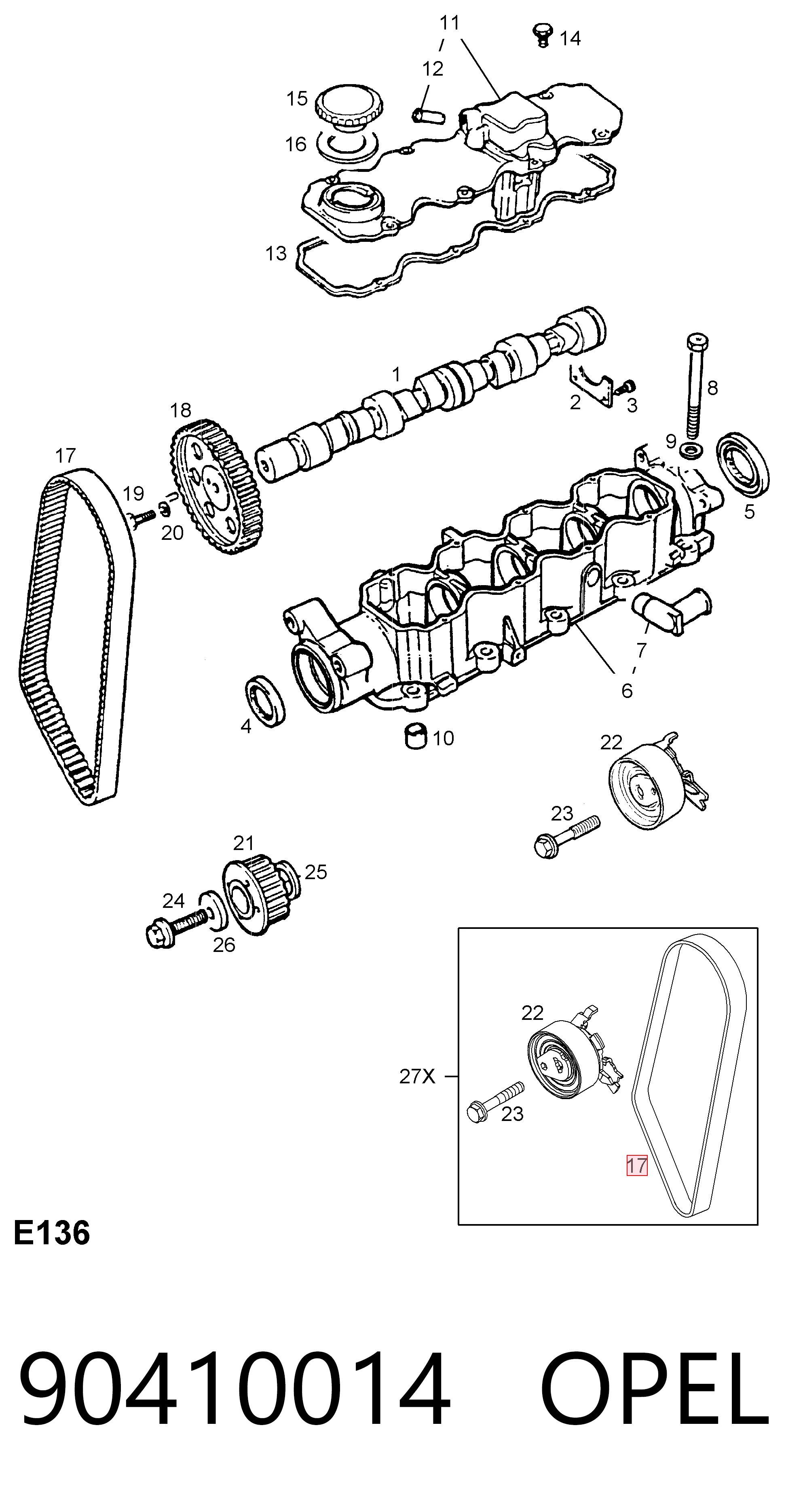 Correa dentada para Opel Kadett D 