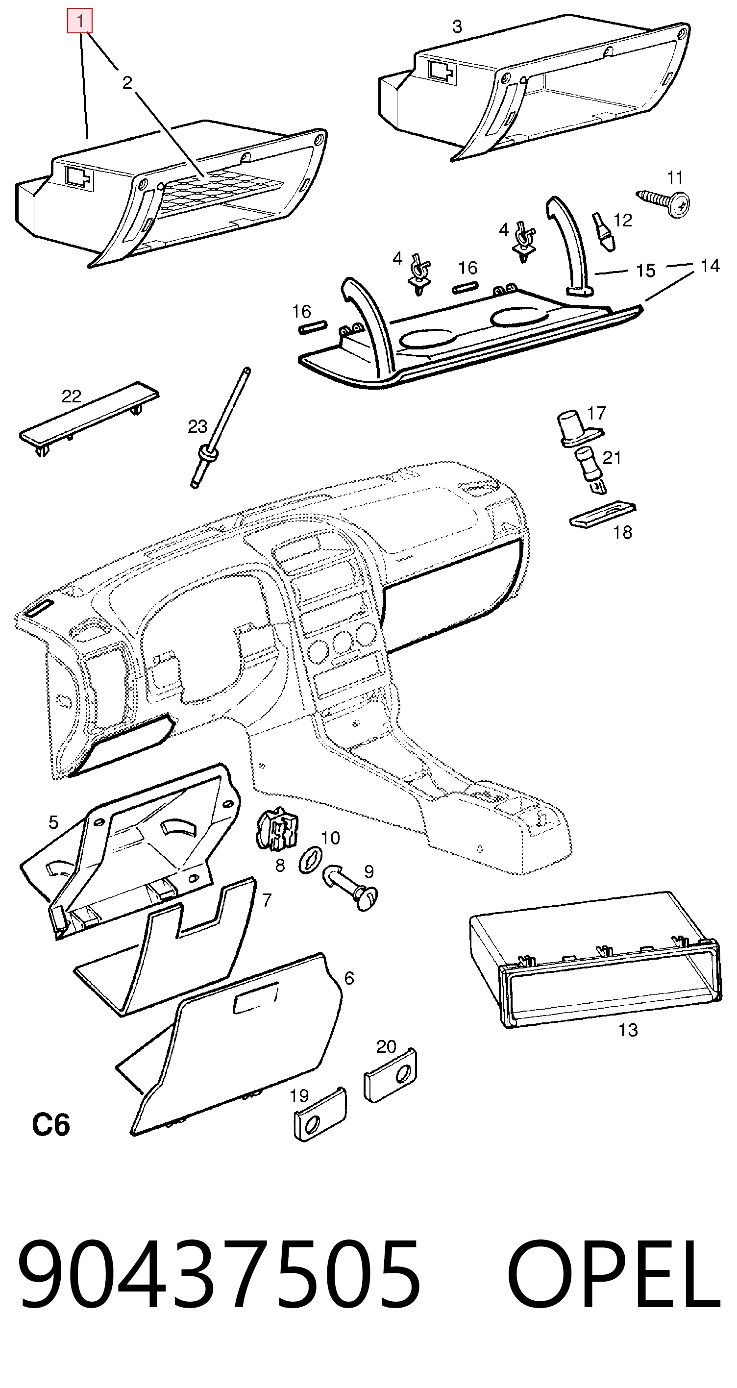Guantera para Opel Astra G F48, F08