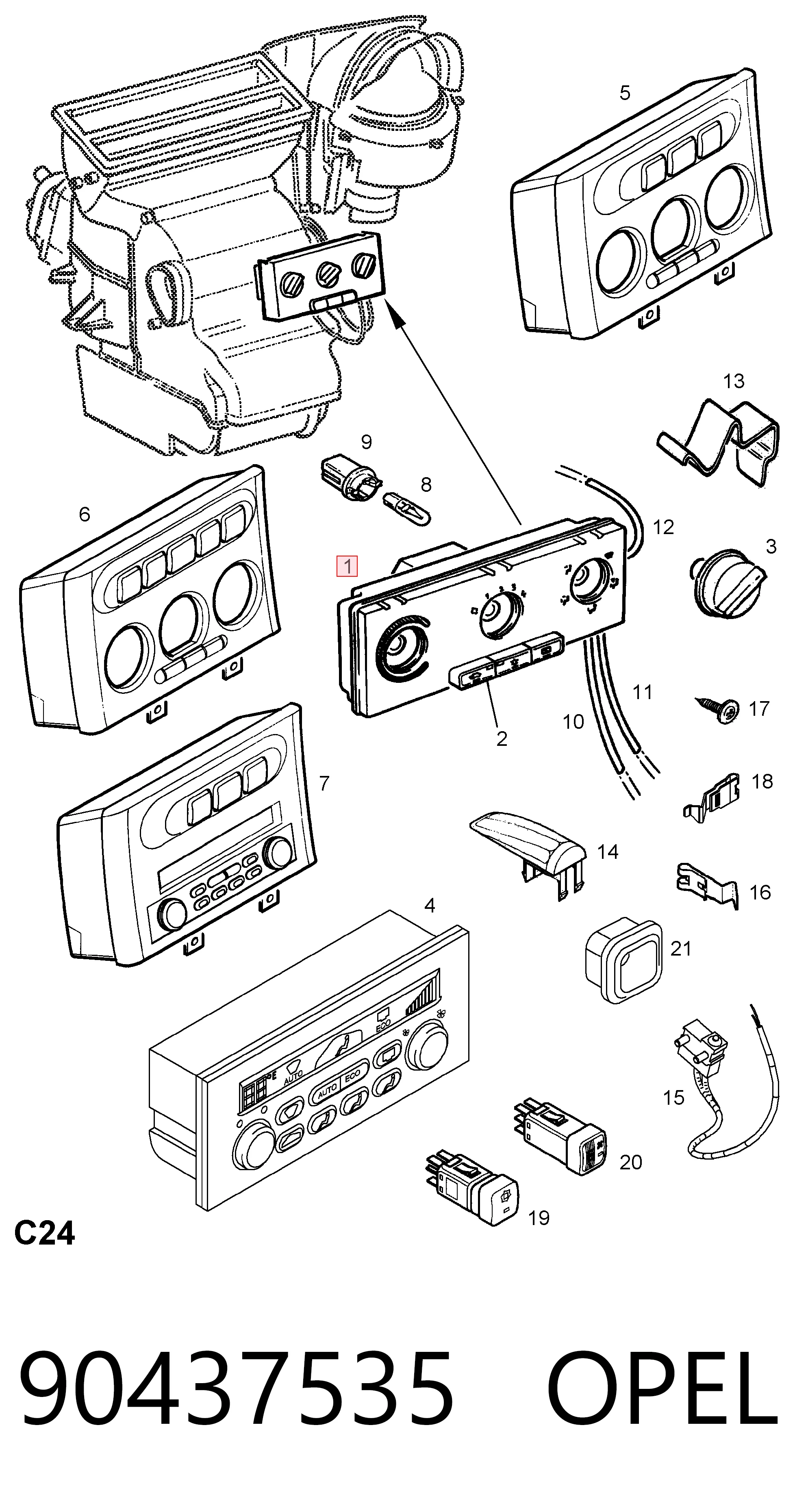 Unidad de control de la ventilación para Opel Astra G F35