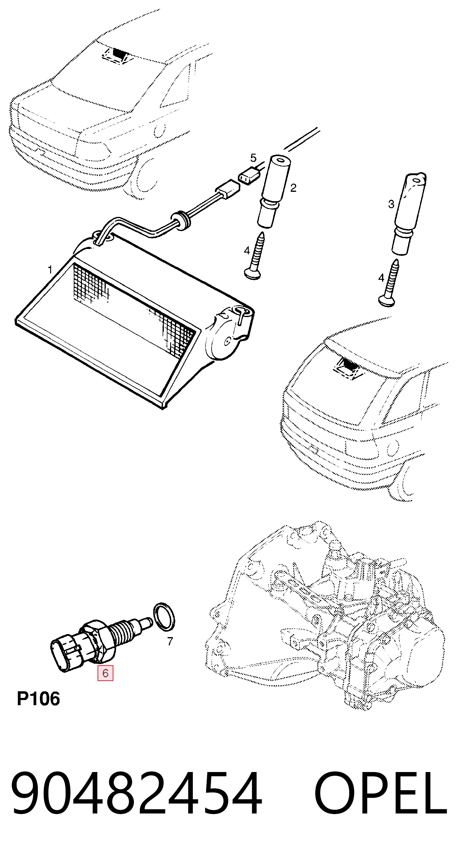 90482454 Opel Interruptor de marcha atras