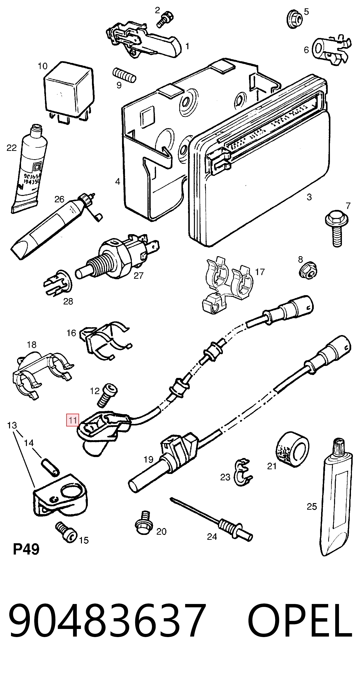 90483637 Opel Sensor de rueda abs