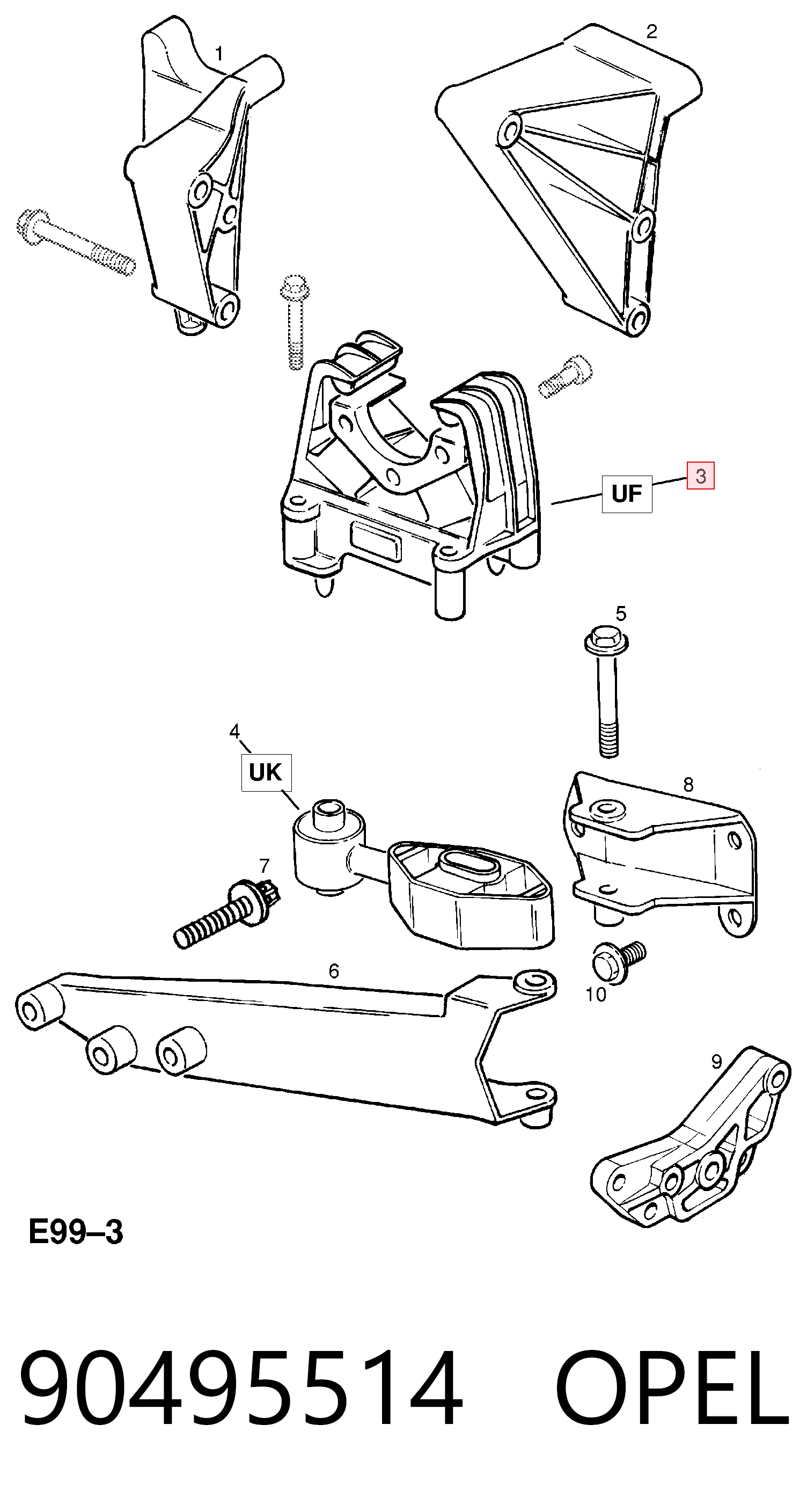 Soporte de transmisión (soporte de caja de cambios) 90495514 OPEL