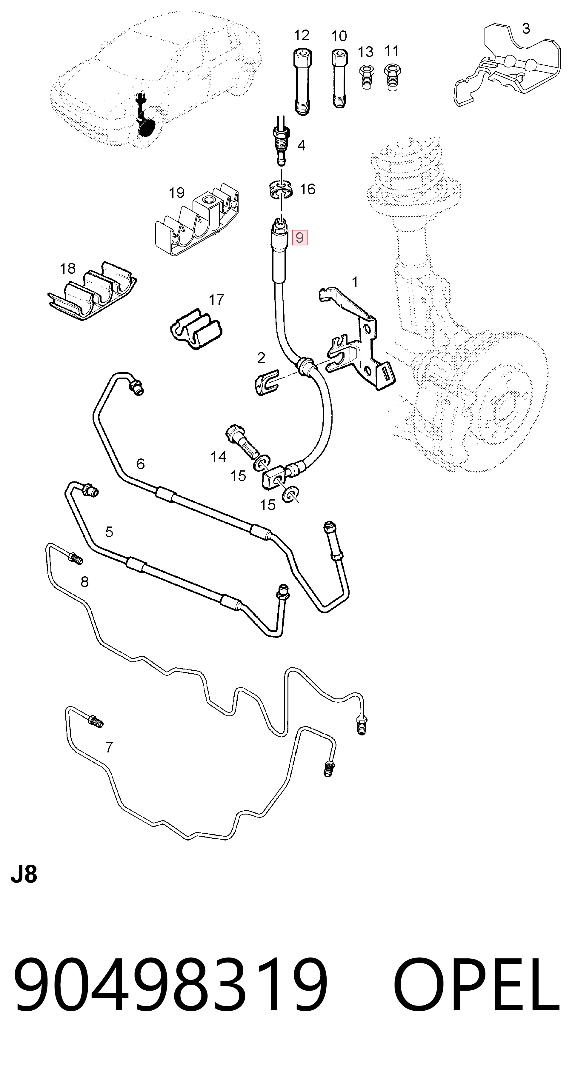 Tubo flexible de frenos delantero Astra  hatchback (1998-2009) original desde 16,34 €